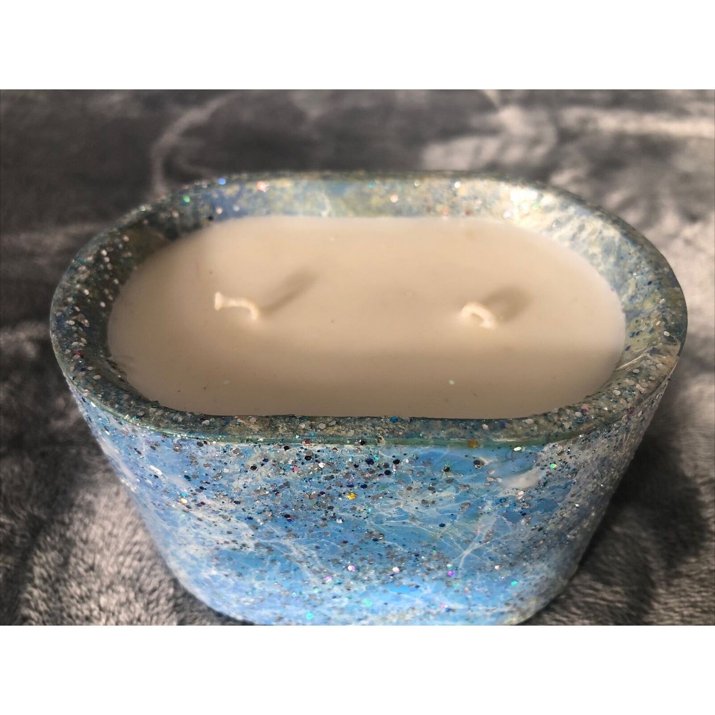 Coconut Soy Blend Candle Hand Poured Handmade Concrete Vessel Flannel Scent