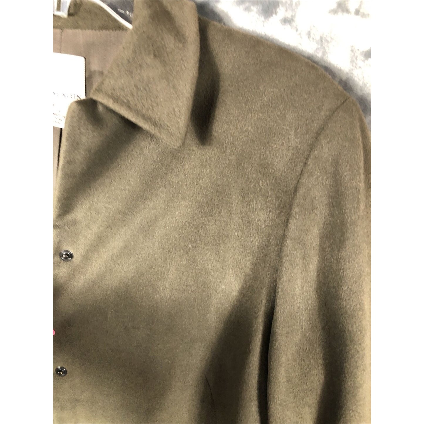 Anne Klein Women’s Jacket Neiman Marcus Suede Olive Green Moto Large Snap Front