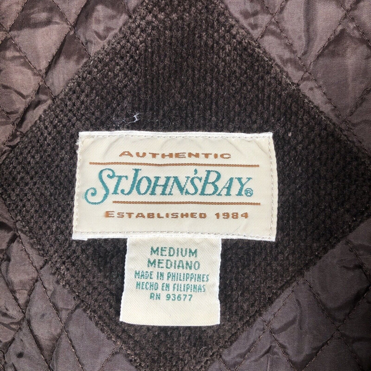 Saint Johns Bay Authentic Woman's Brown Corduroy Button Up Coat Adult Medium