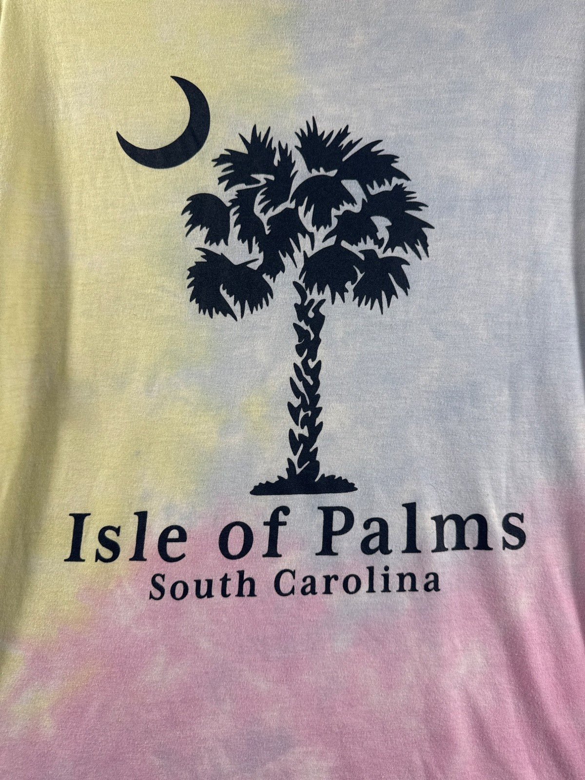 Tie Dye T-Shirt With Moon & Palm Tree Graphic Short Sleeve