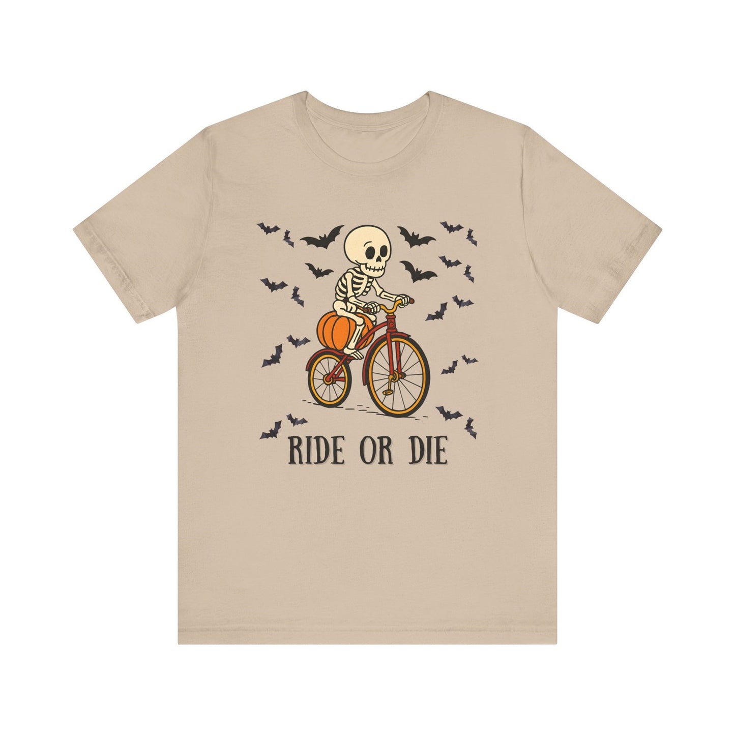 Womans Halloween T Shirt Bone to Ride Shirt Skeleton on a Bike Skull Funny Tee