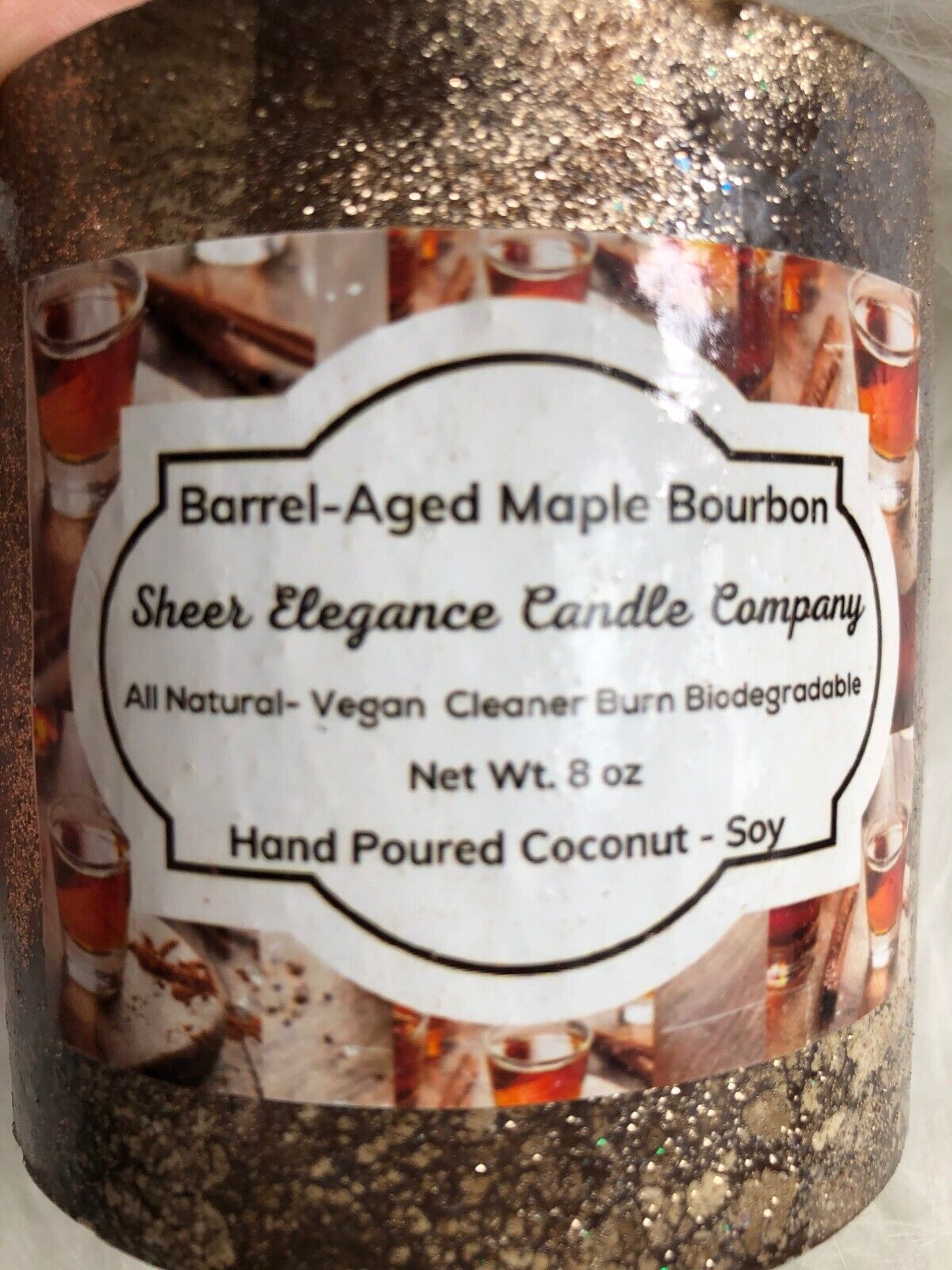 Barrel-Aged Maple Bourbon Candle 8 Oz Sheer Elegance Candle Company All-Natural