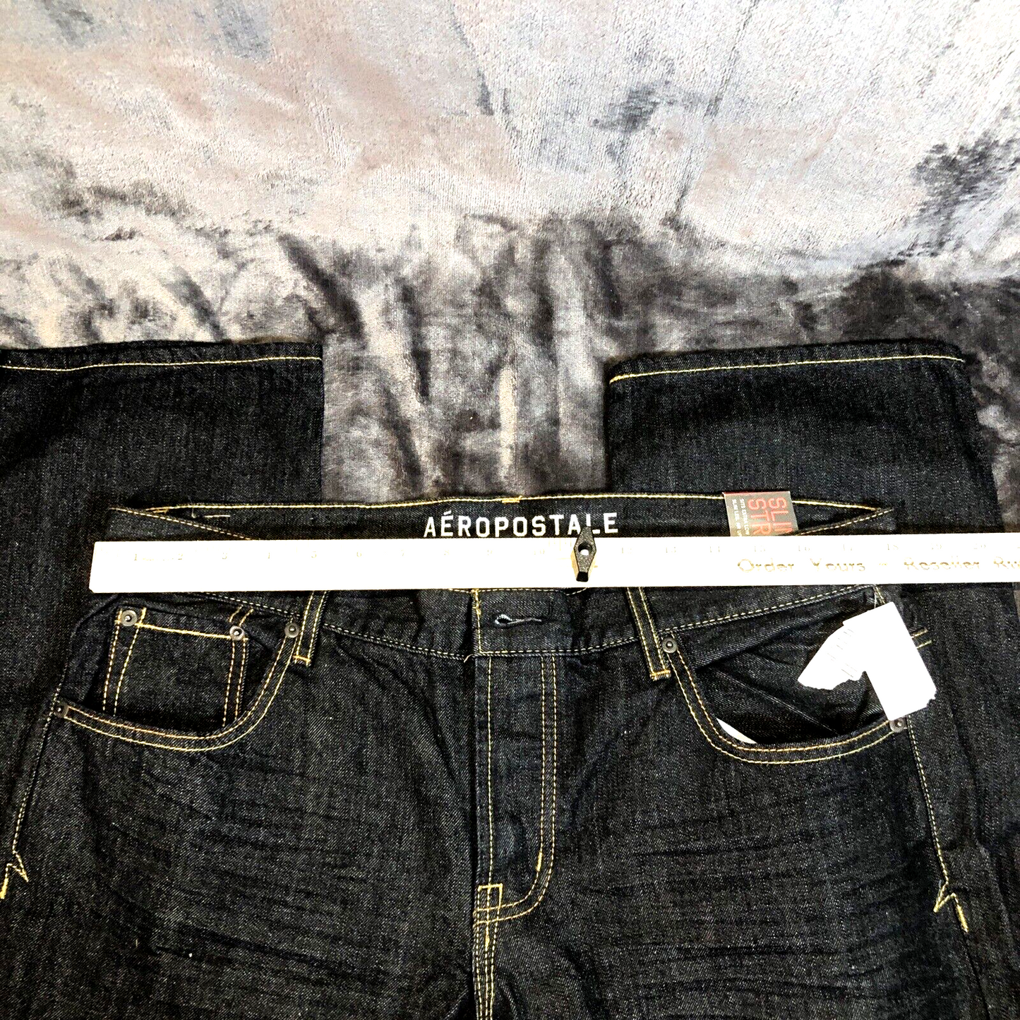 Aeropostale Mens Button Fly Blue Jeans Slim Straight