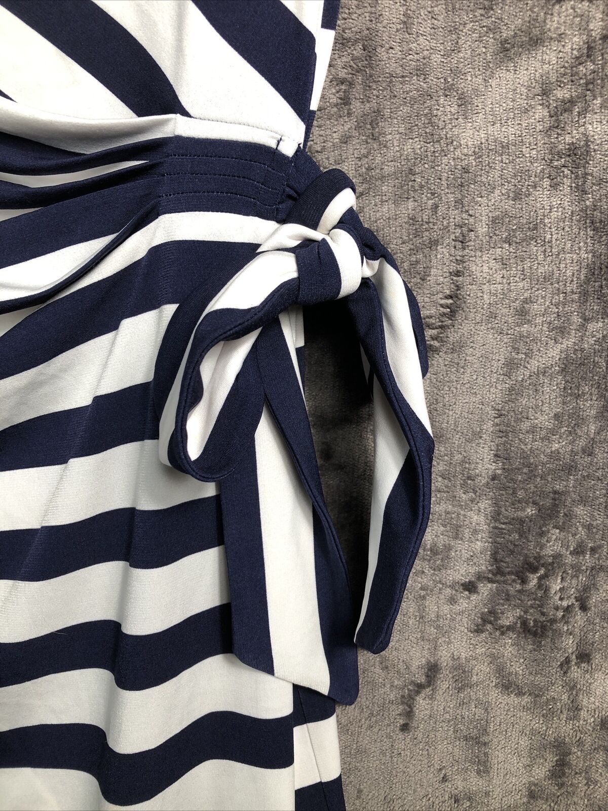 9&Co. Dress Navy Blue Stripe Bow Tie On Side Women’s Size 10