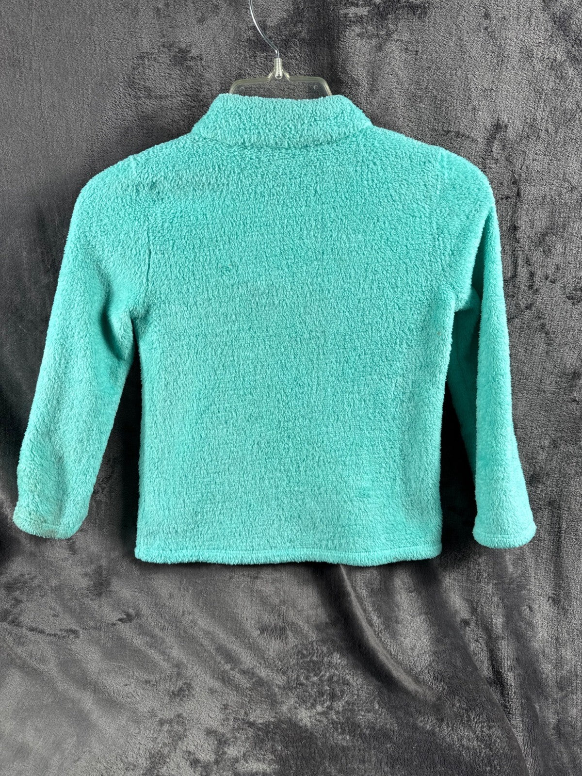 Zelos Kids Turquoise Fuzzy Pullover With Star Embroidery Cozy Half-Zip Size S