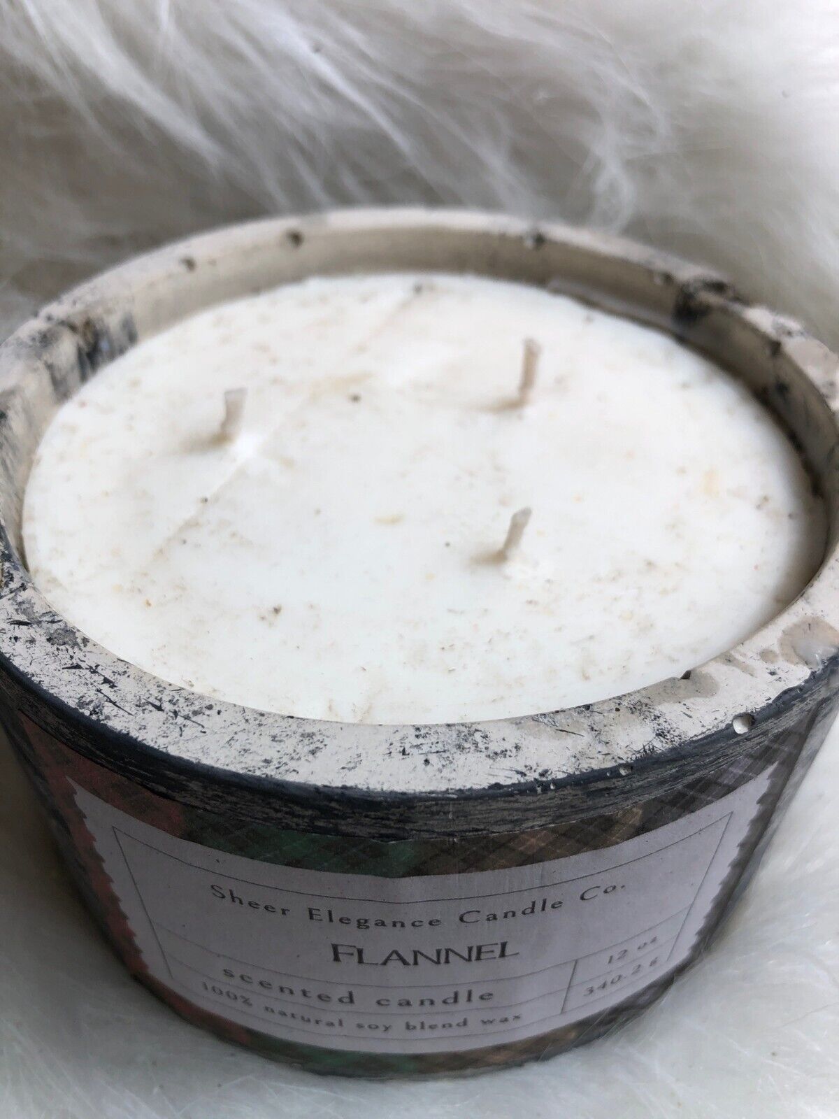 Sheer Elegance Candle Co. Flannel Scented Candle 12oz 100% Natural Soy Blend Wax