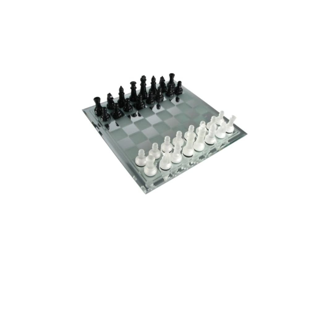 Glass Chess Set With Frosted & Clear Pieces