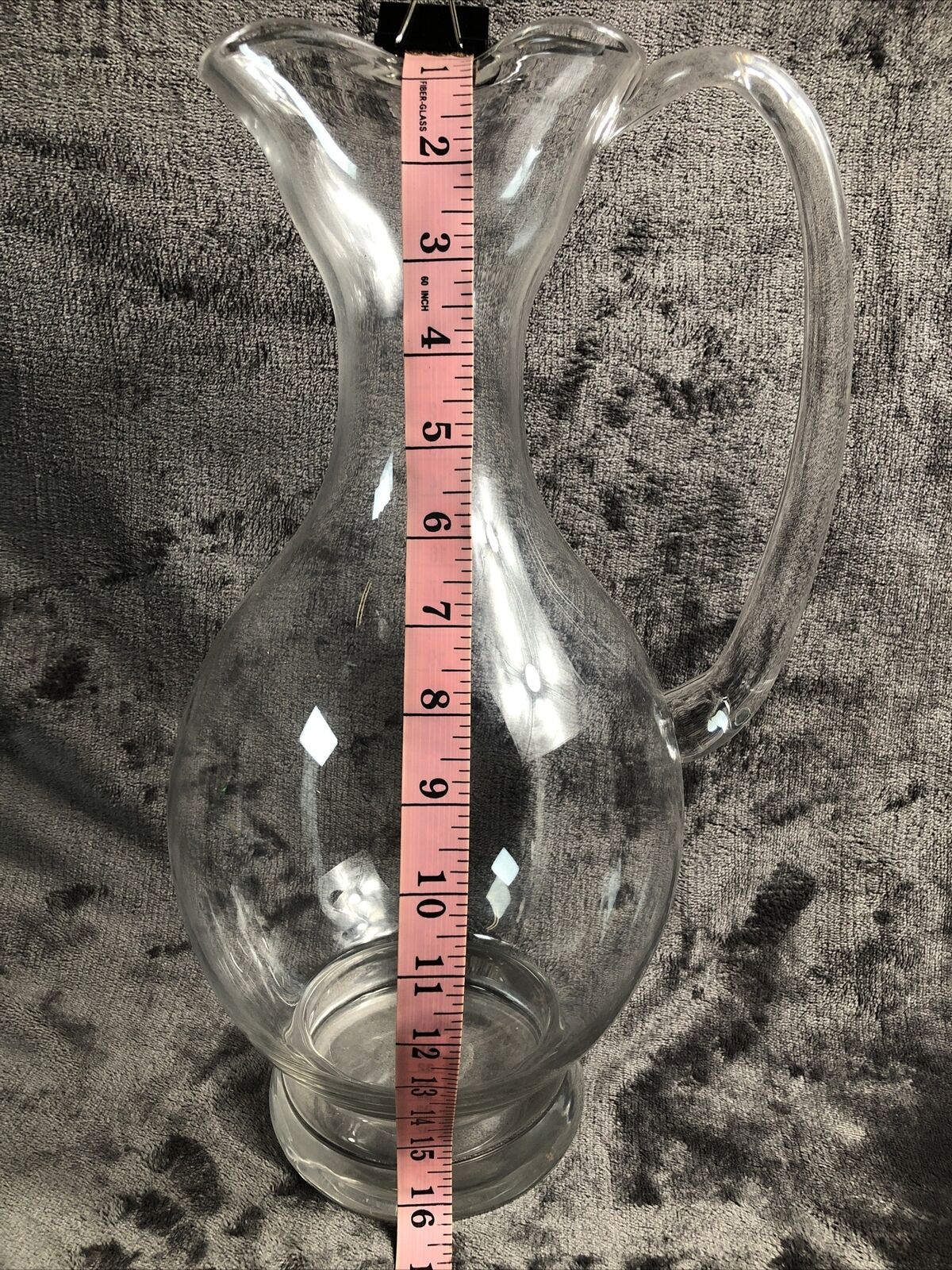 16in Glass Pitcher Large Pour Handled Curved Spout