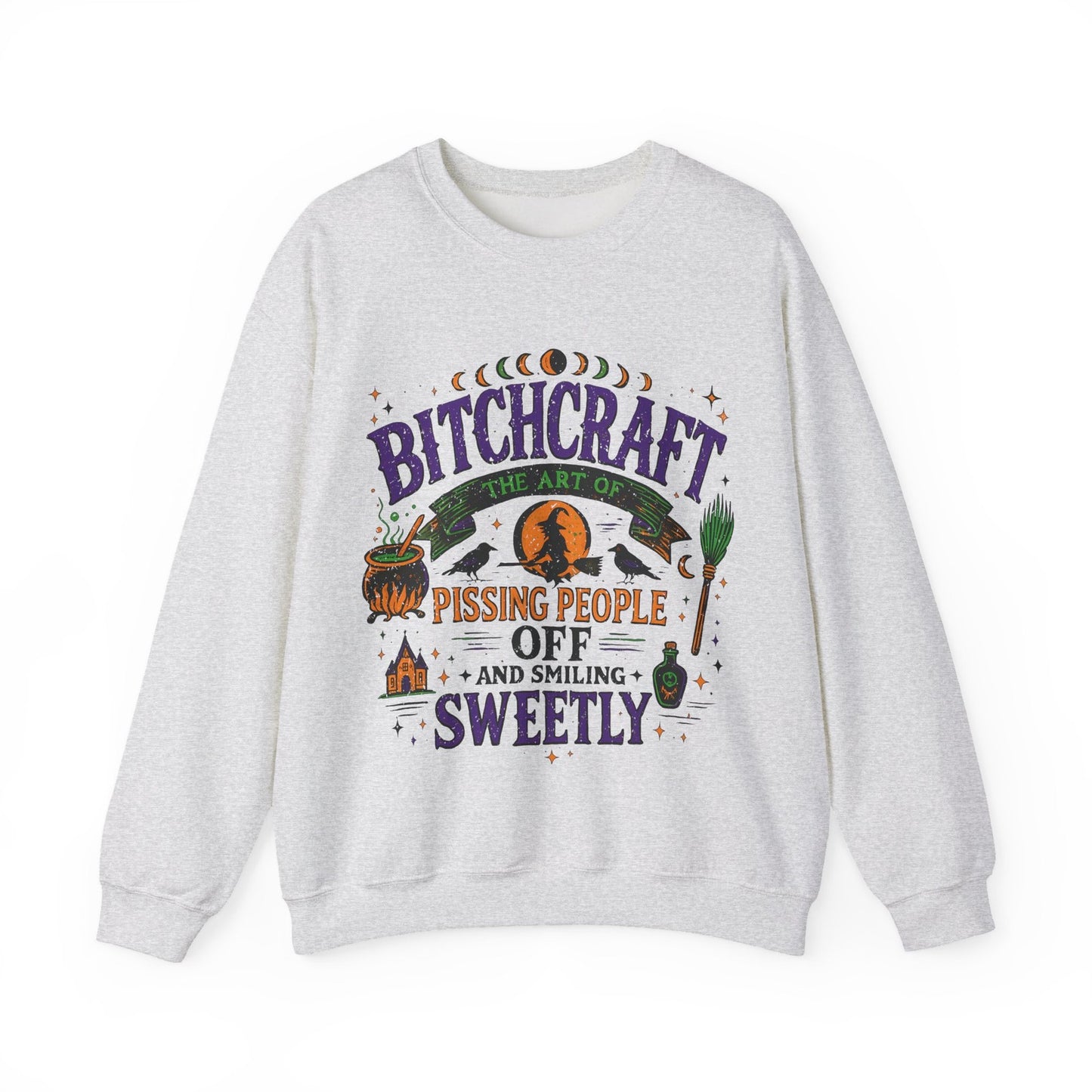 Womans Halloween Sweatshirt Funny Bitchcraft Witchy Sarcastic Fall Spooky Gift