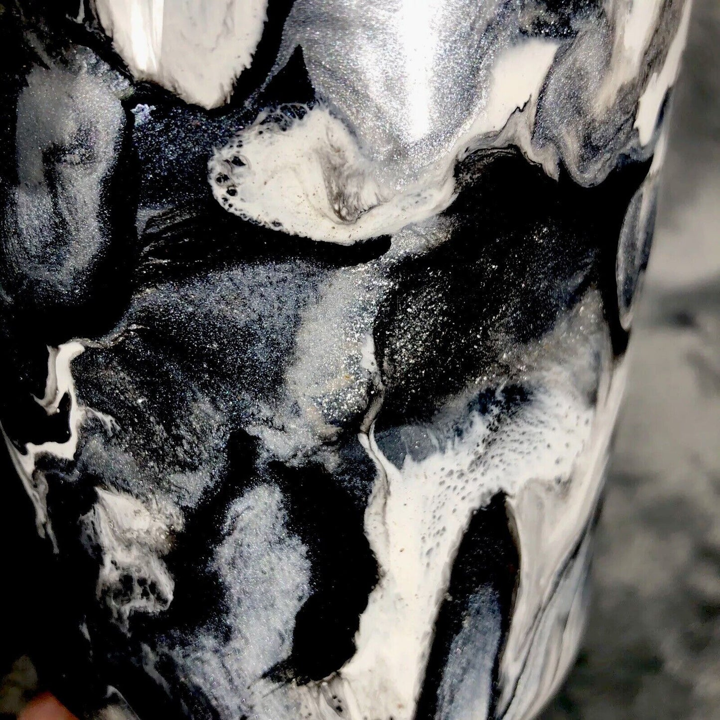 32 Oz Stainless Steel Tumbler Custom Made One Of A Kind Handmade Black/White