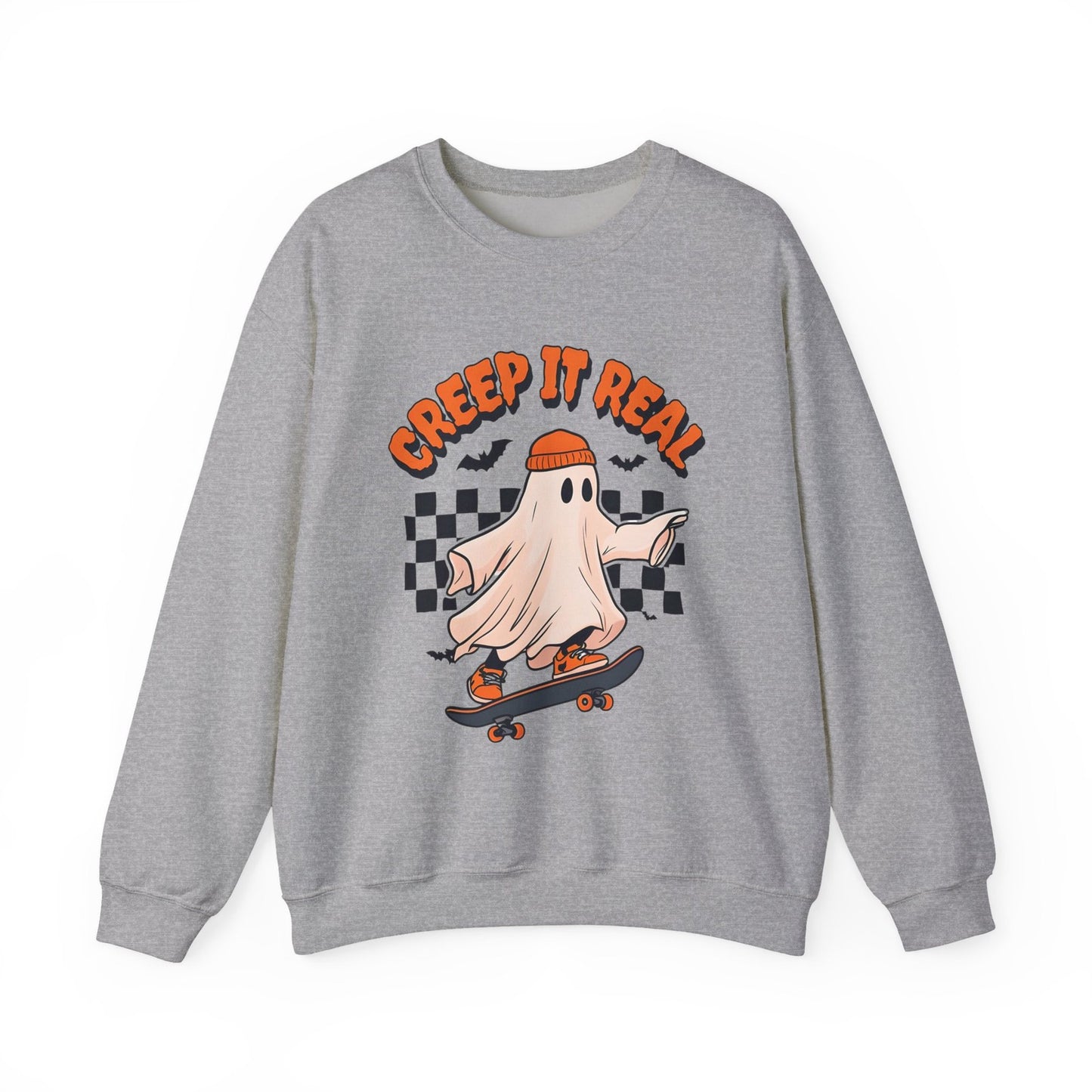 Womans Sweatshirt Creap It Real Funny Halloween Ghost Pullover Shirt