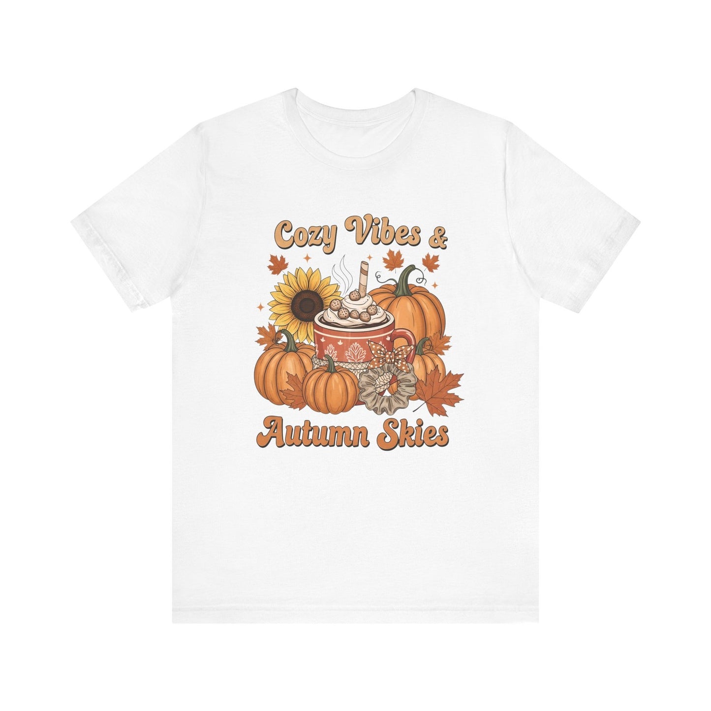 Womens T Shirt Fall Shirt Cozy Vibes & Autumn Skies Tee Autumn Top