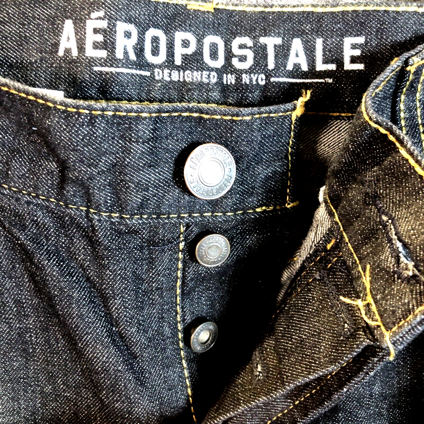 Aeropostale Mens Button Fly Blue Jeans Slim Straight