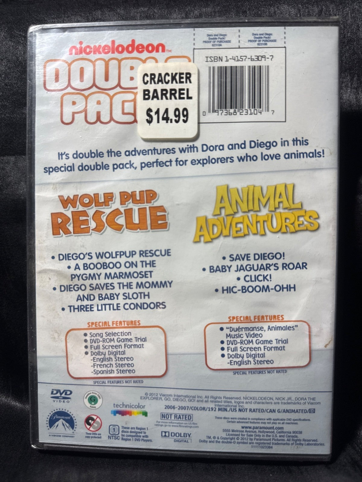 New Sealed Nickelodeon Double Pack DVD Wolf Pup Rescue & Dora Animal Adventures