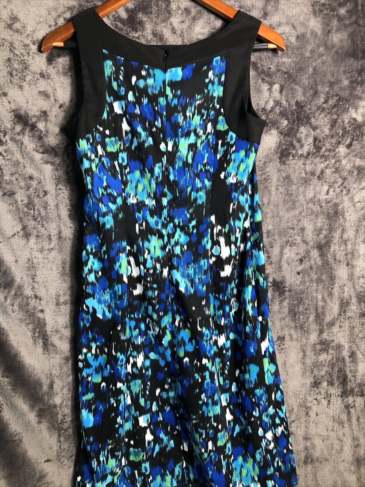 A B Studio Dress Green Blue White Pockets Women’s Size 4