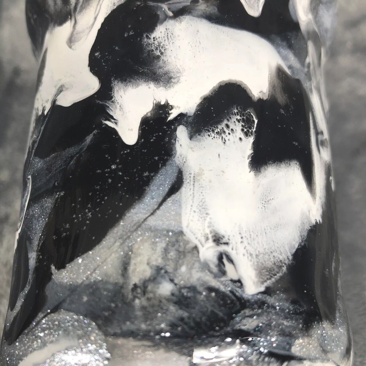 32 Oz Stainless Steel Tumbler Custom Made One Of A Kind Handmade Black/White