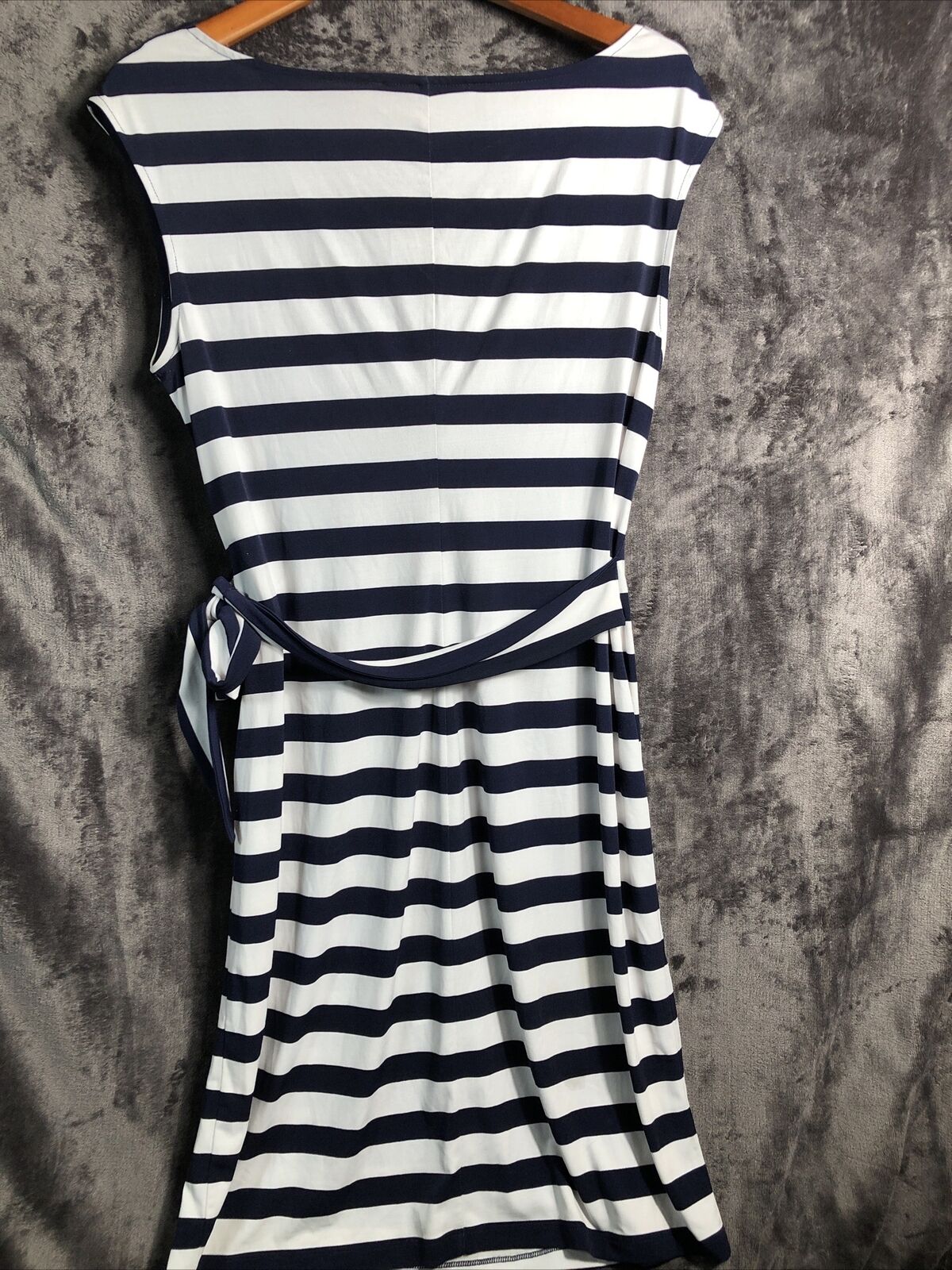 9&Co. Dress Navy Blue Stripe Bow Tie On Side Women’s Size 10