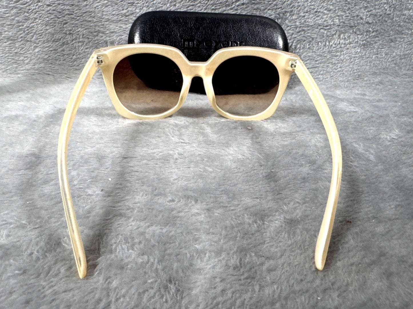 My Eye Dr. Sunglasses Beige Oversized Gradient Brown Lenses & Protective Case