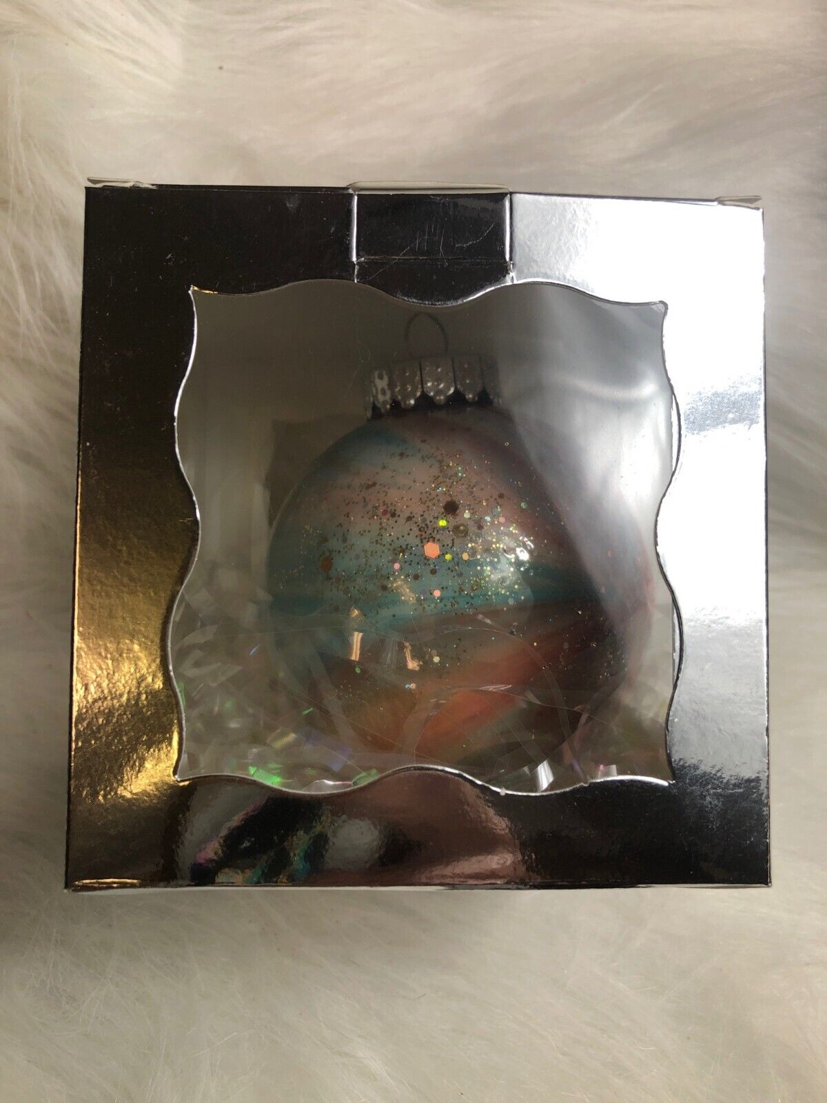 Hand-Painted Galaxy-Inspired Glitter Glass Ornament