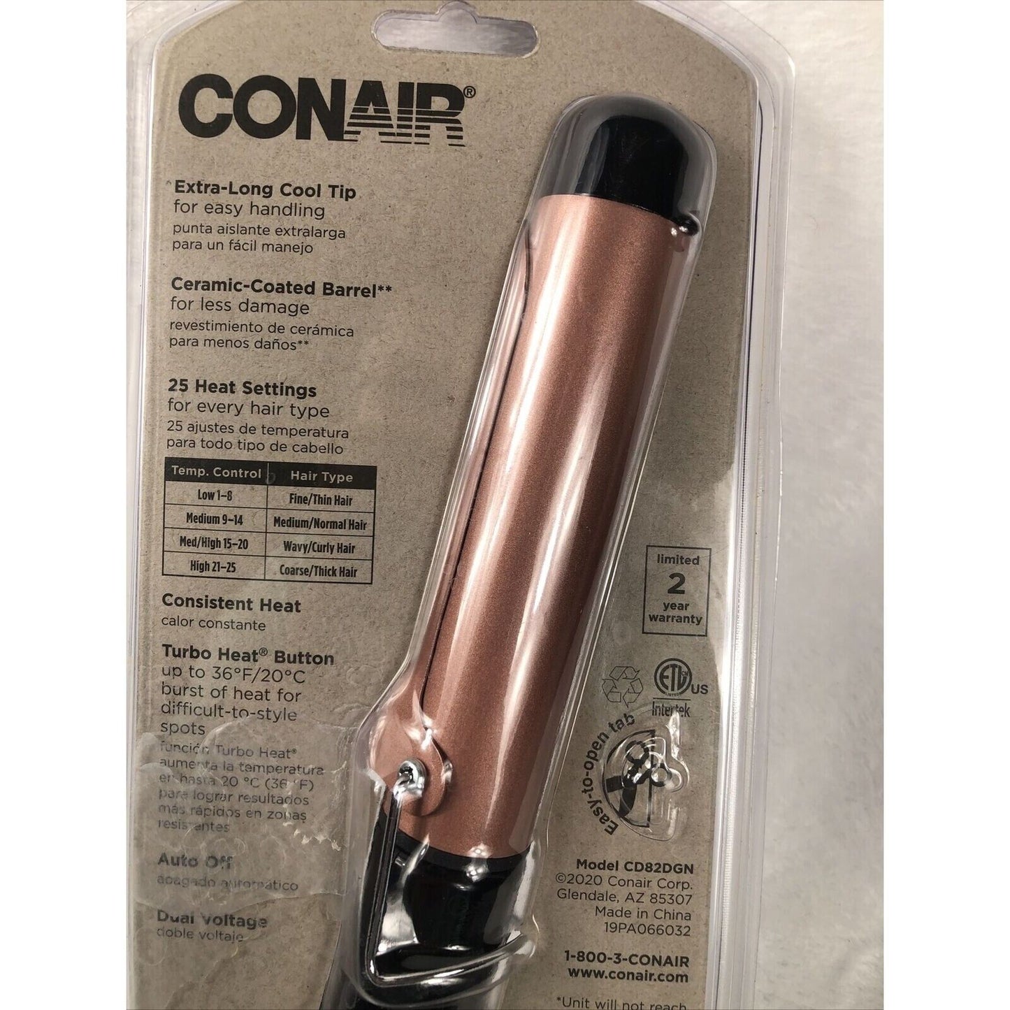 Conair Ceramic Instant Heat 1-1/4 In. Curling Iron~Soft Curls~25 Heat Settings