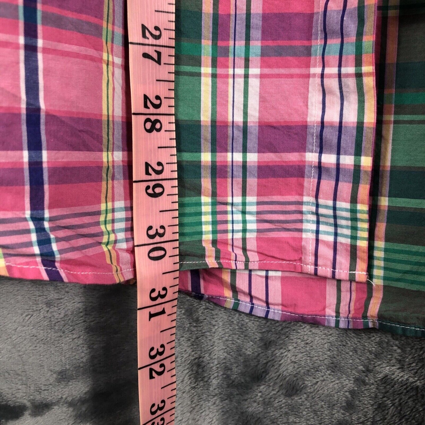 Ralph Lauren Mens M Classic fit Button Down Plaid Pinks Green