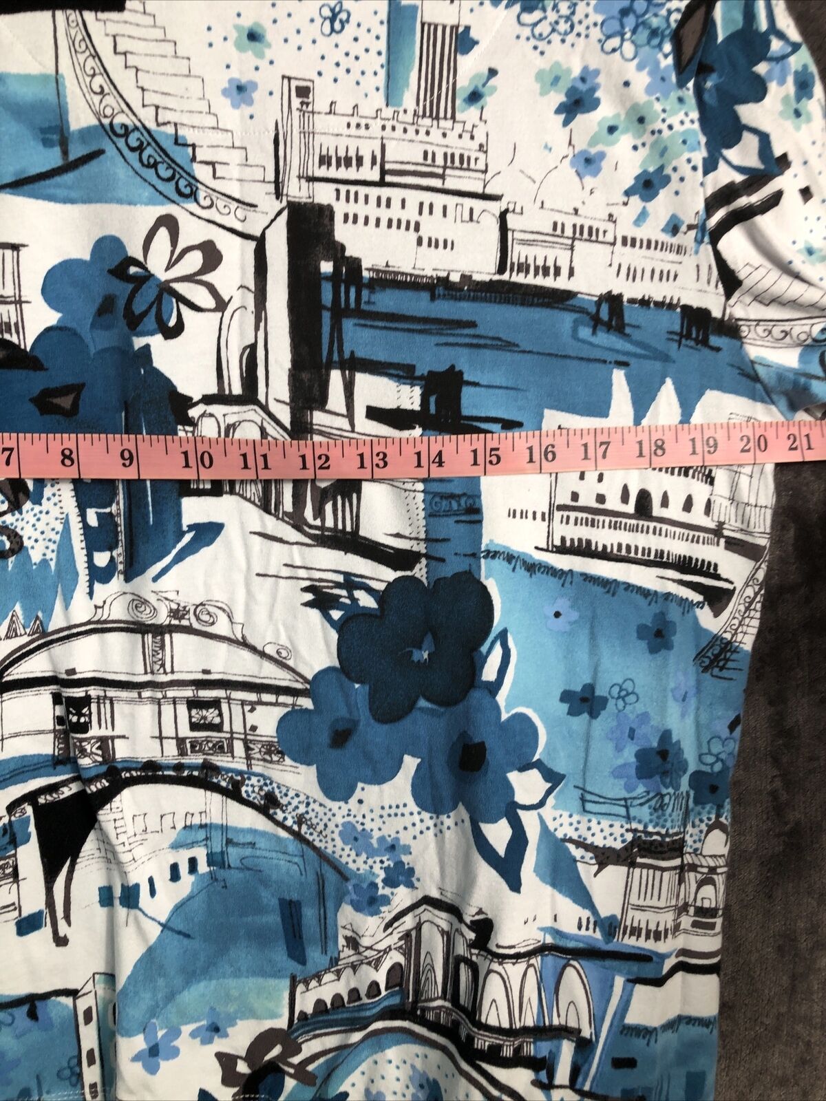 Alfred Dunner Blue Sparkle Town Building Women’s Size Petit Large