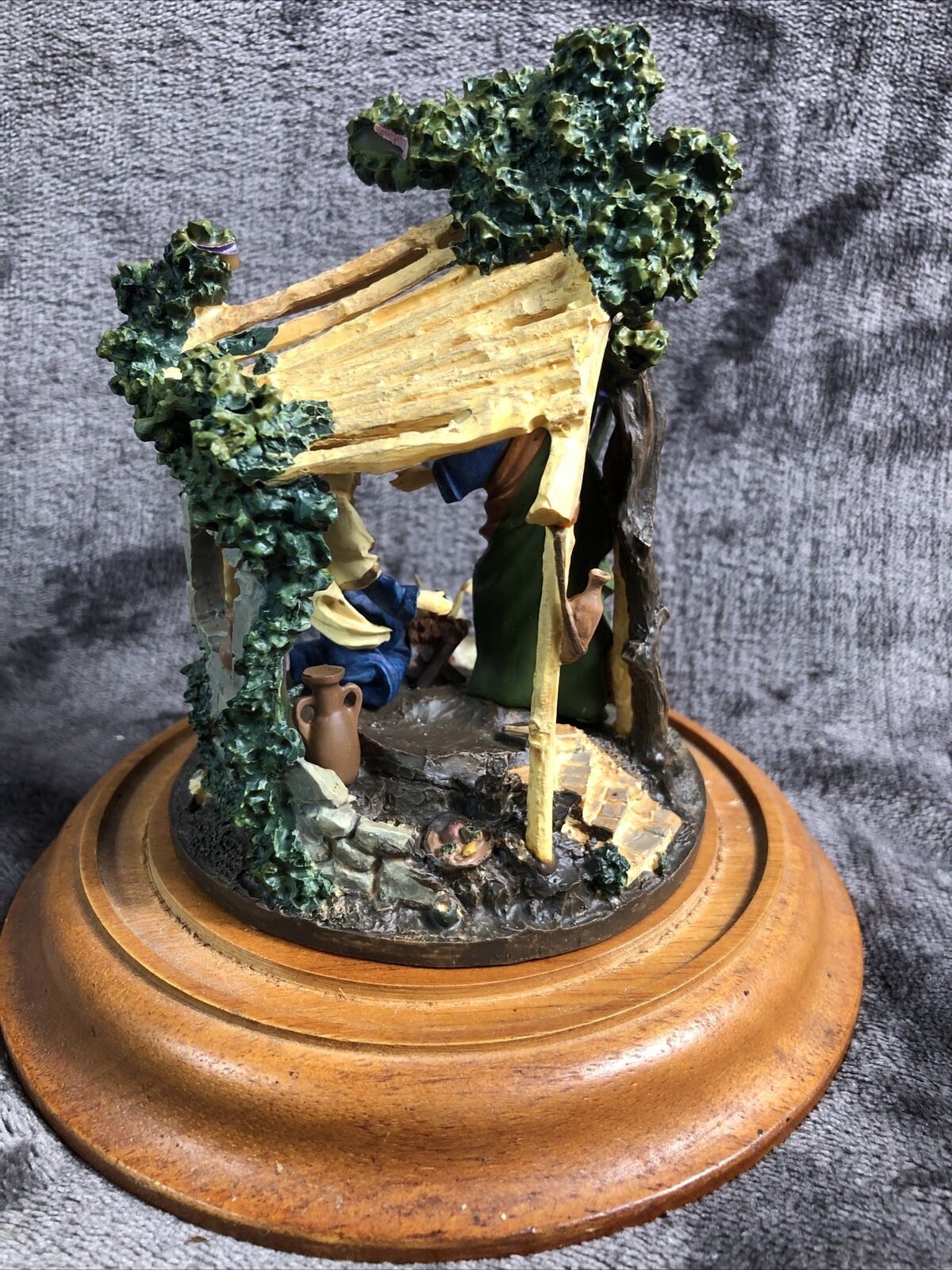 A King Is Born Nativity In Glass Wood Base