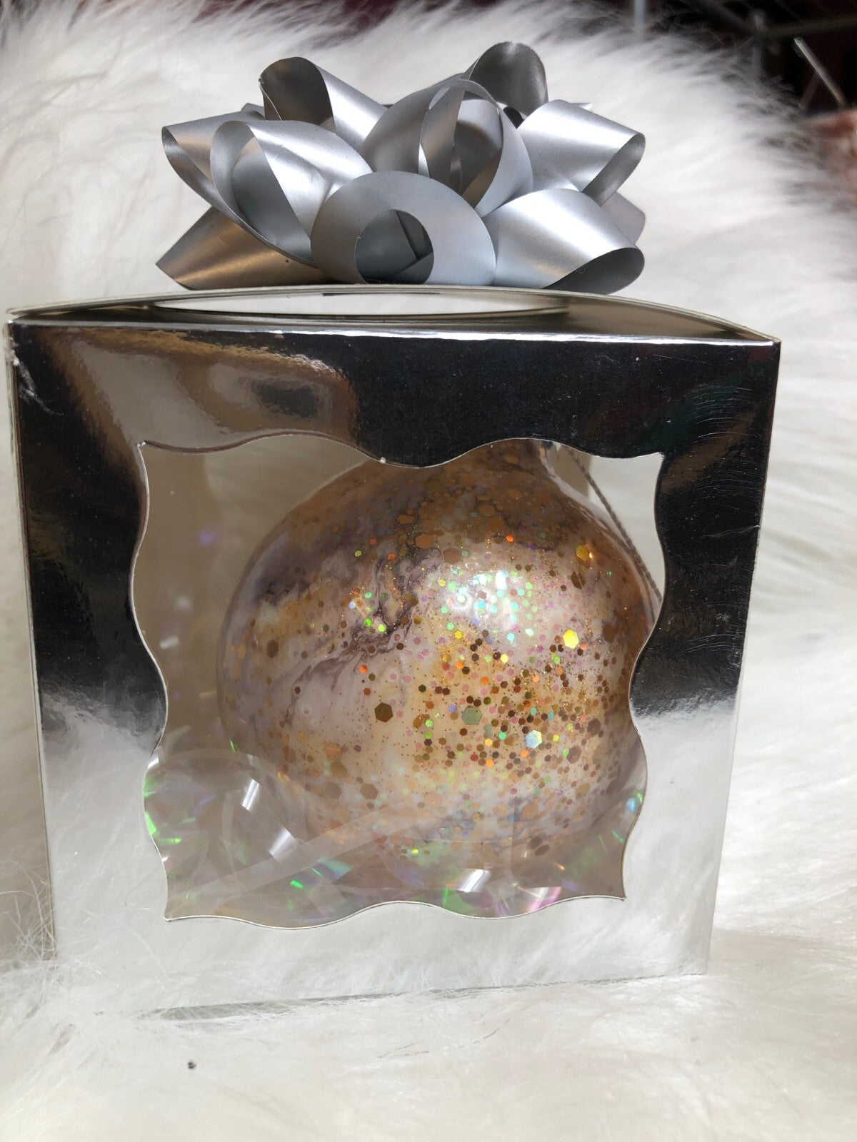 Handmade Glitter Swirl Glass Christmas Ornament