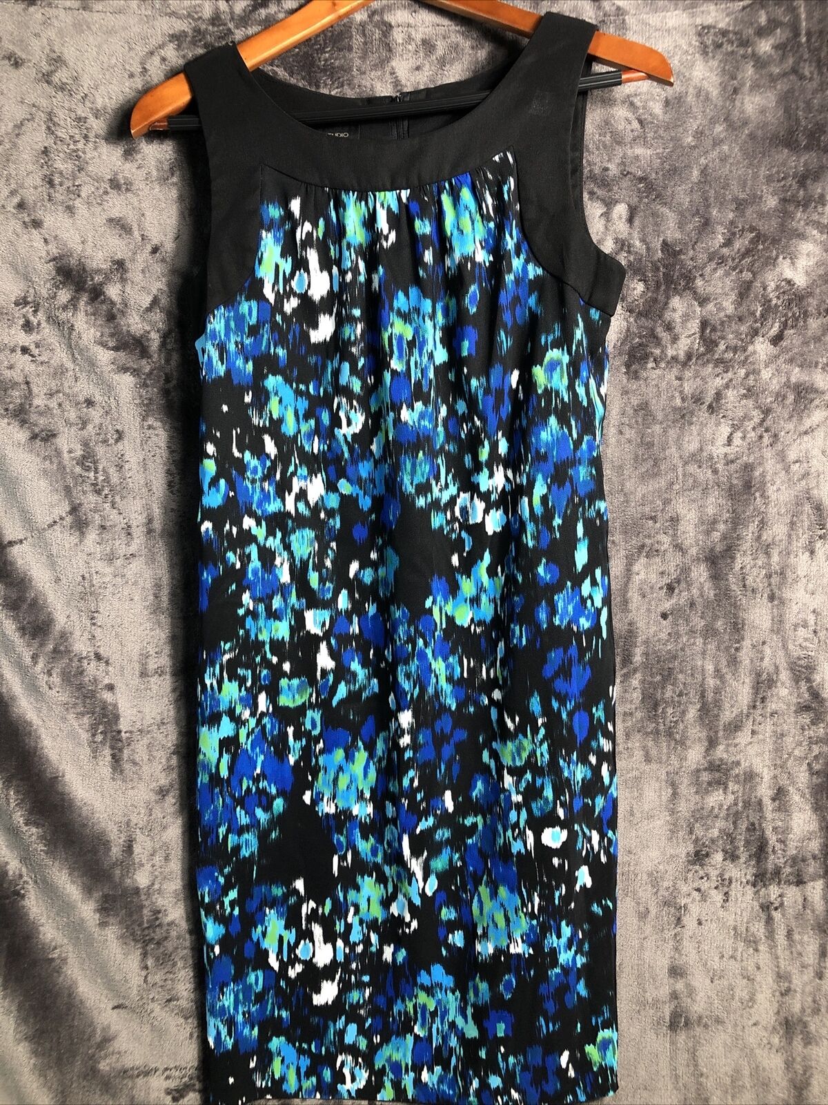 A B Studio Dress Green Blue White Pockets Women’s Size 4
