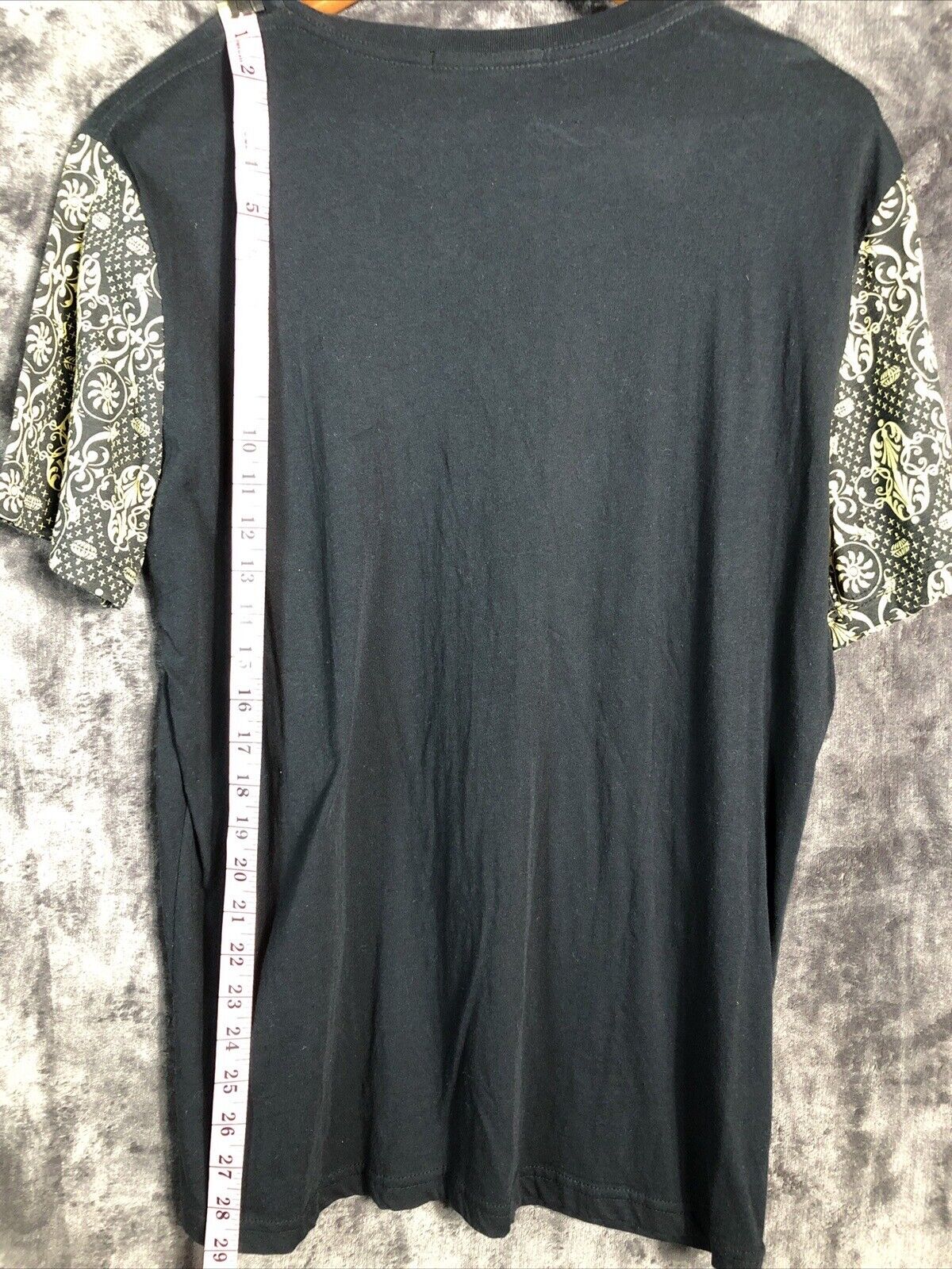 2 Men Pocket Tee Two Toned Black Yellow Geo Print Men Size L