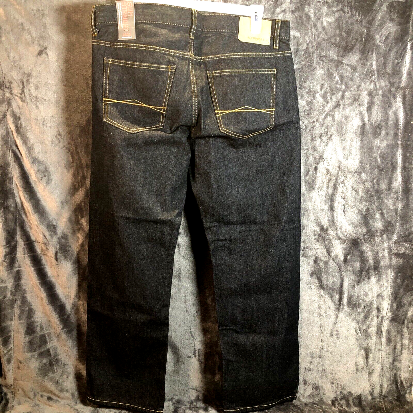 Aeropostale Mens Button Fly Blue Jeans Slim Straight