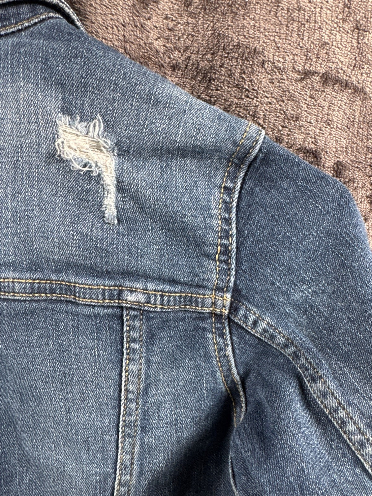 Wonder Nation Kids Denim Jacket L/G 10-12 Distressed Look Blue