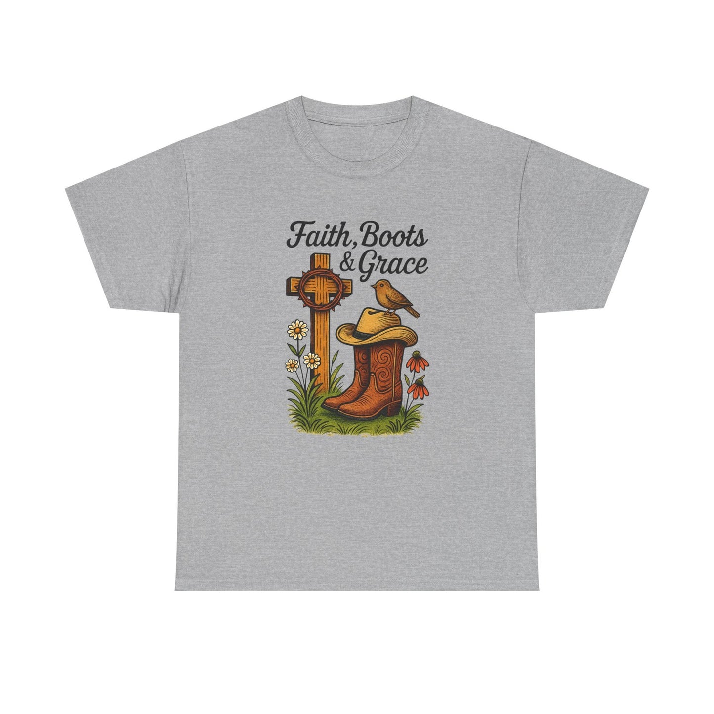 Womans T Shirt Christian Western Faith Boots and Grace Shirt Cowgirl Country Top