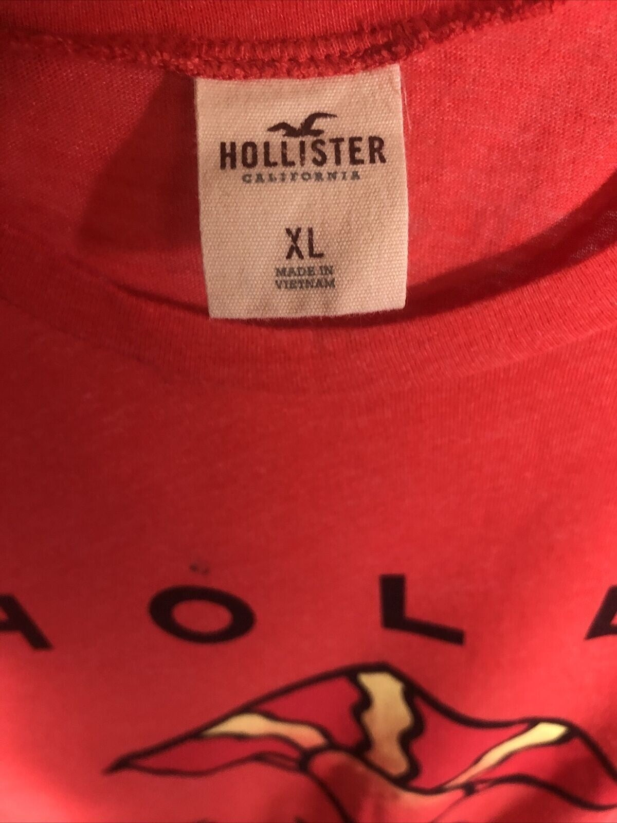 Hollister Red Graphic Tee XL Cotton/Polyester Mens Casual T-Shirt