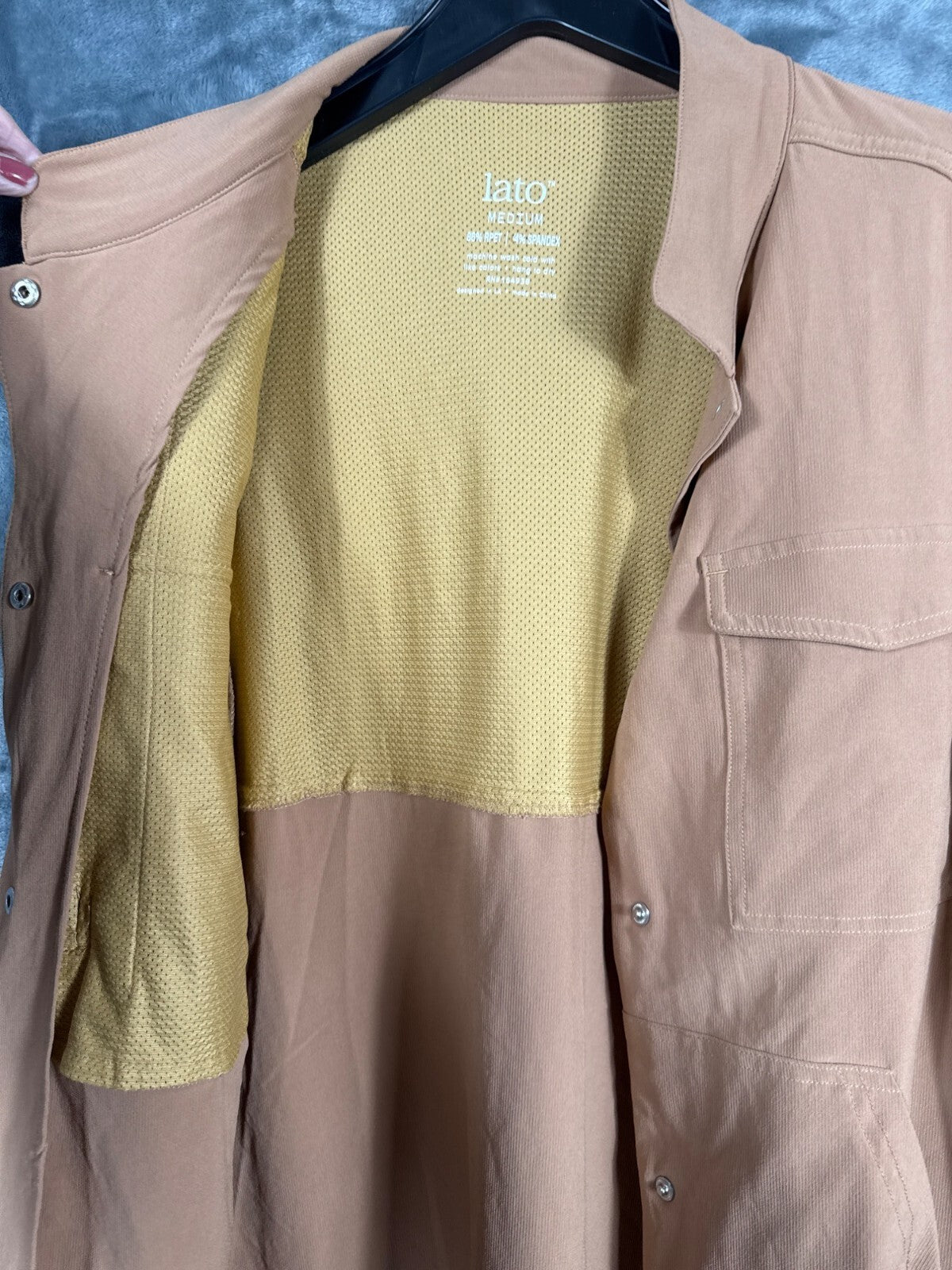 Lato Mens Brown Jacket Rpet/Spandex With Snap Closures & Elastic Cuffs