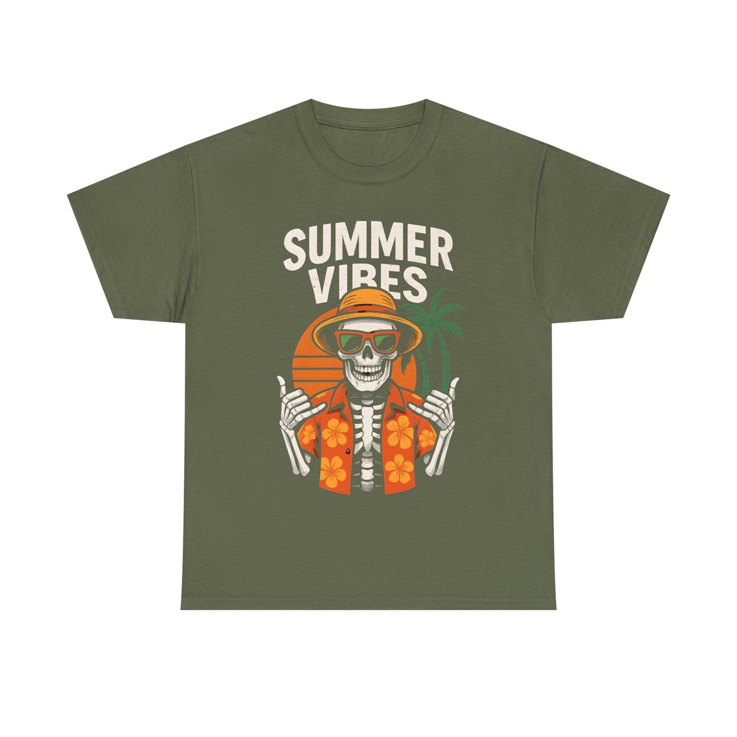 Womans T Shirt Funny Skeleton with Sunglasses Halloween Tee Beach Vibes Skull