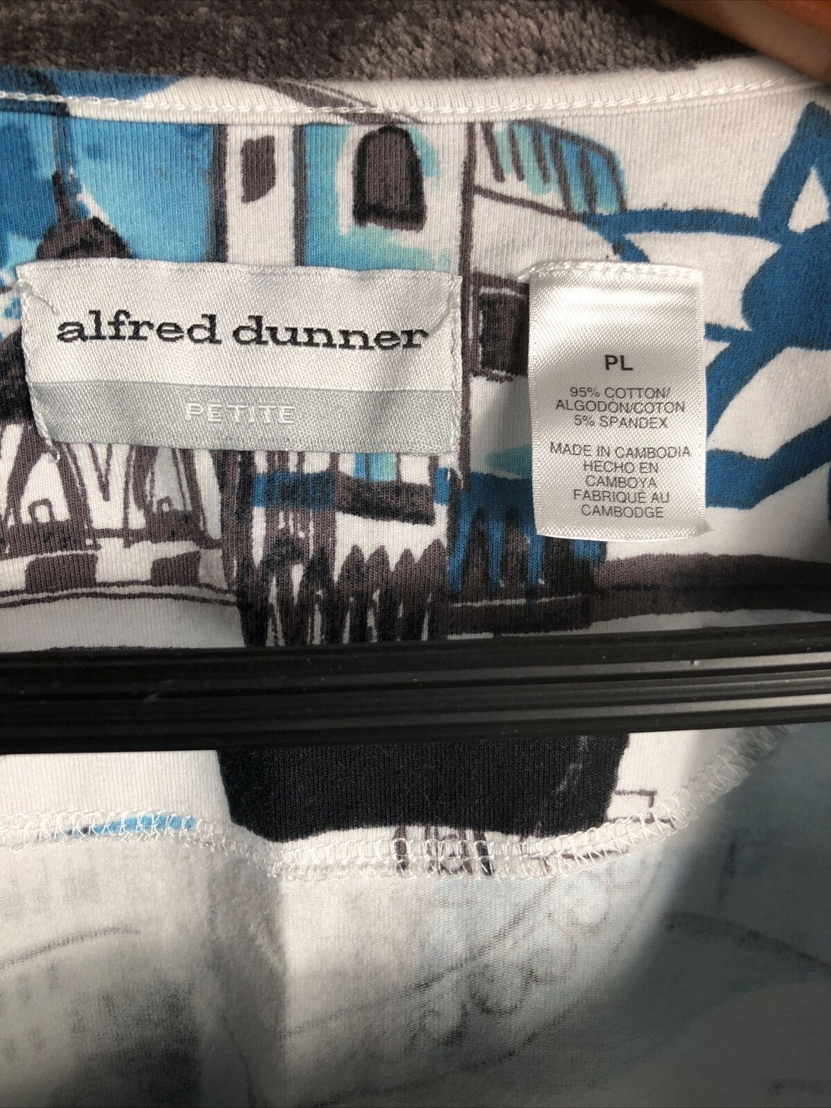 Alfred Dunner Blue Sparkle Town Building Women’s Size Petit Large