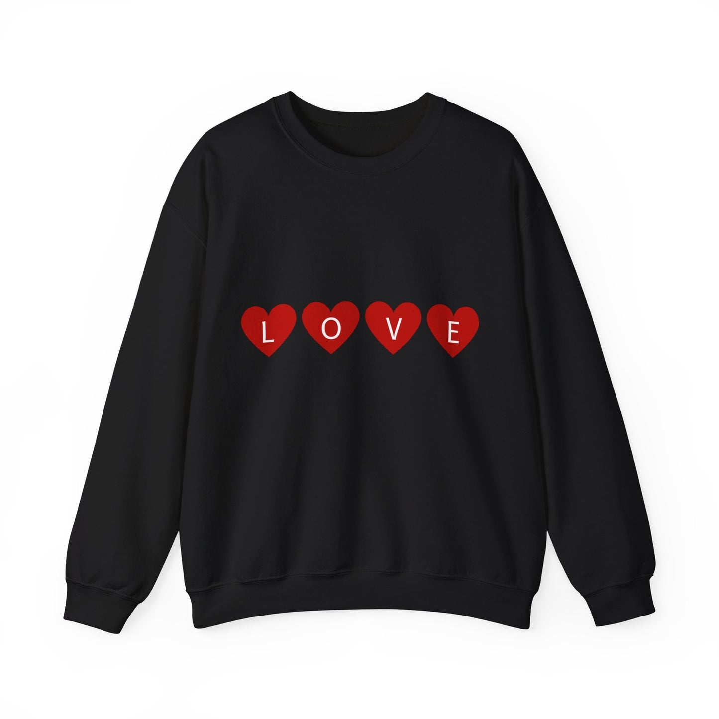 Valentines Day Womans Sweatshirt Love Heart Graphic Black Shirt