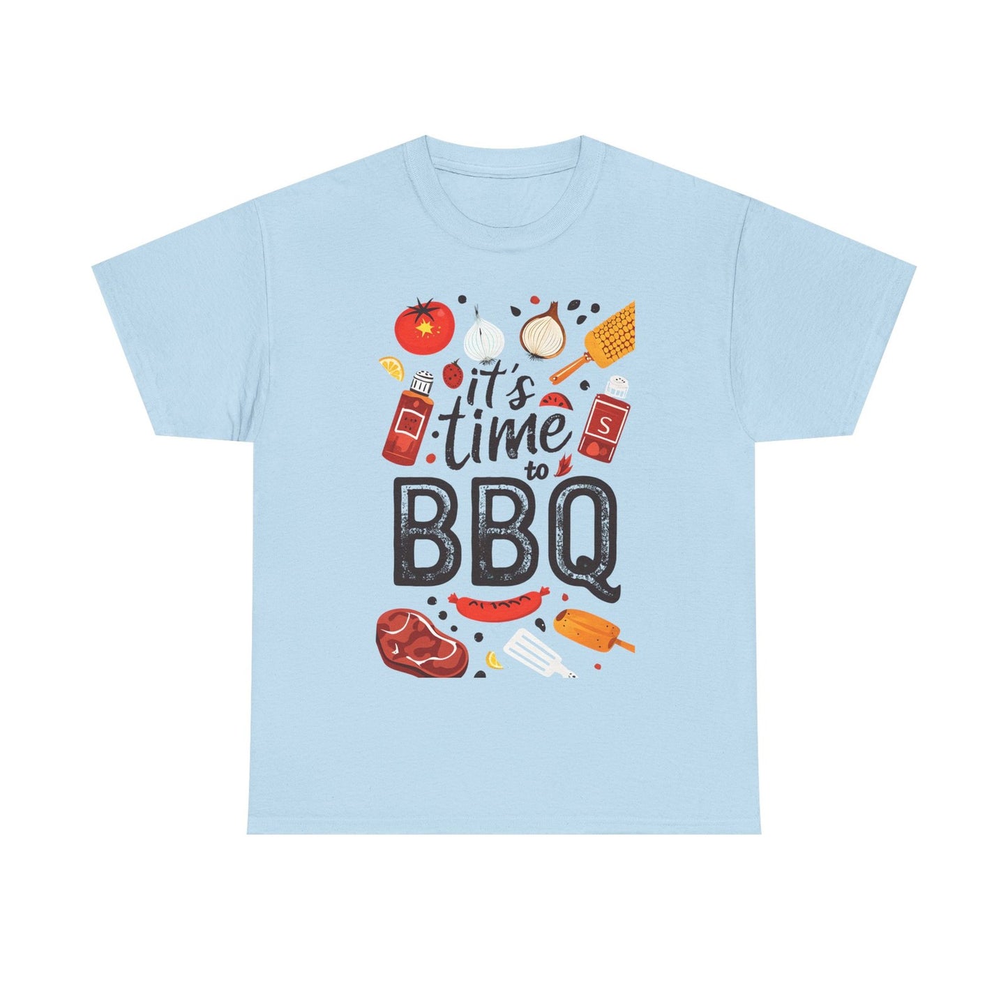 Womans T Shirt It's Time to BBQ Top Funny Unisex Grilling Shirt Summer Fun Mens