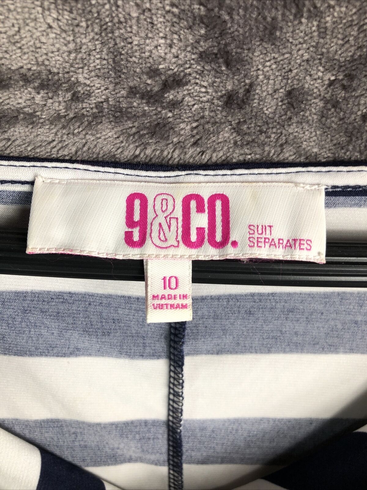 9&Co. Dress Navy Blue Stripe Bow Tie On Side Women’s Size 10