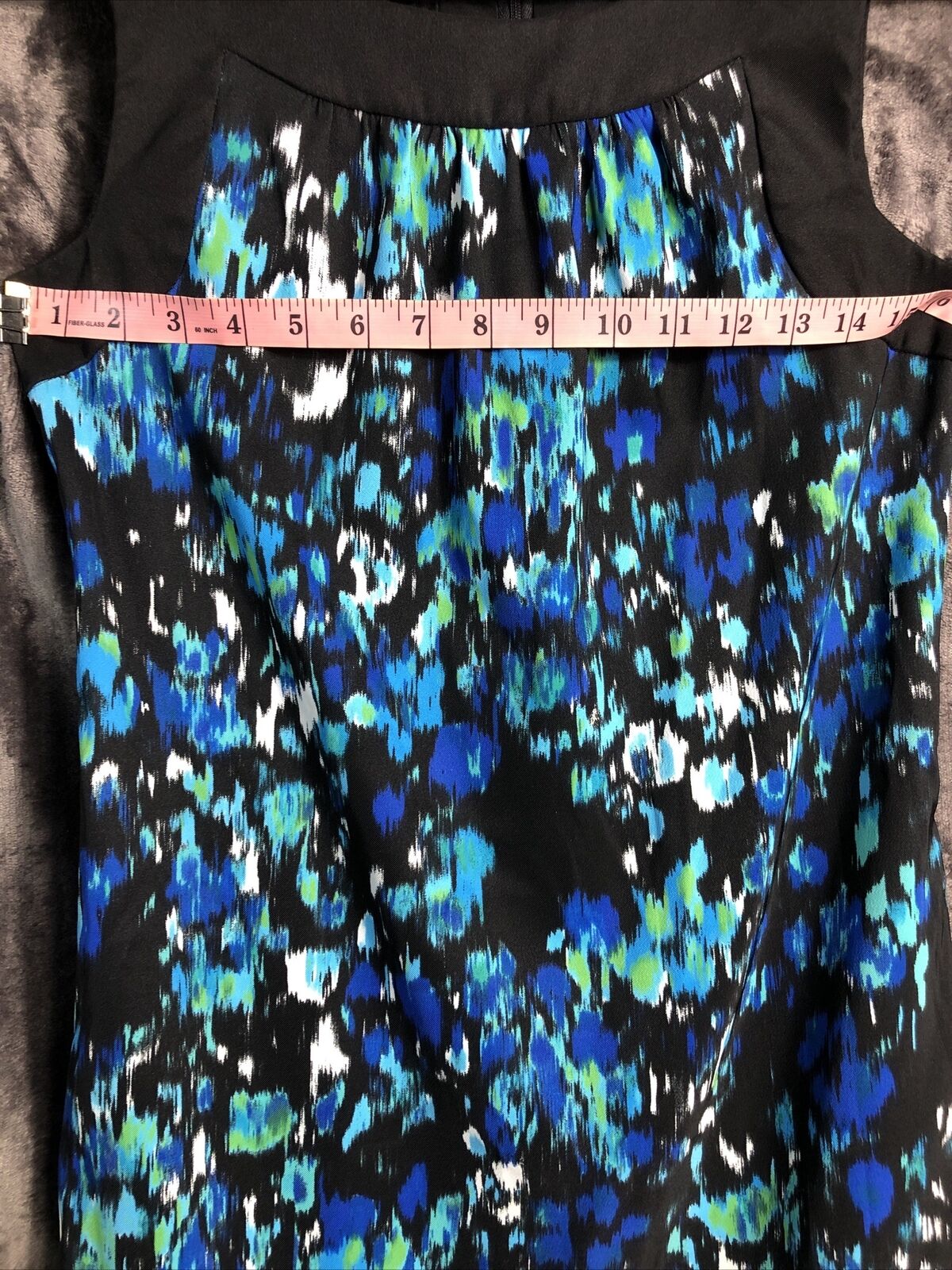 A B Studio Dress Green Blue White Pockets Women’s Size 4