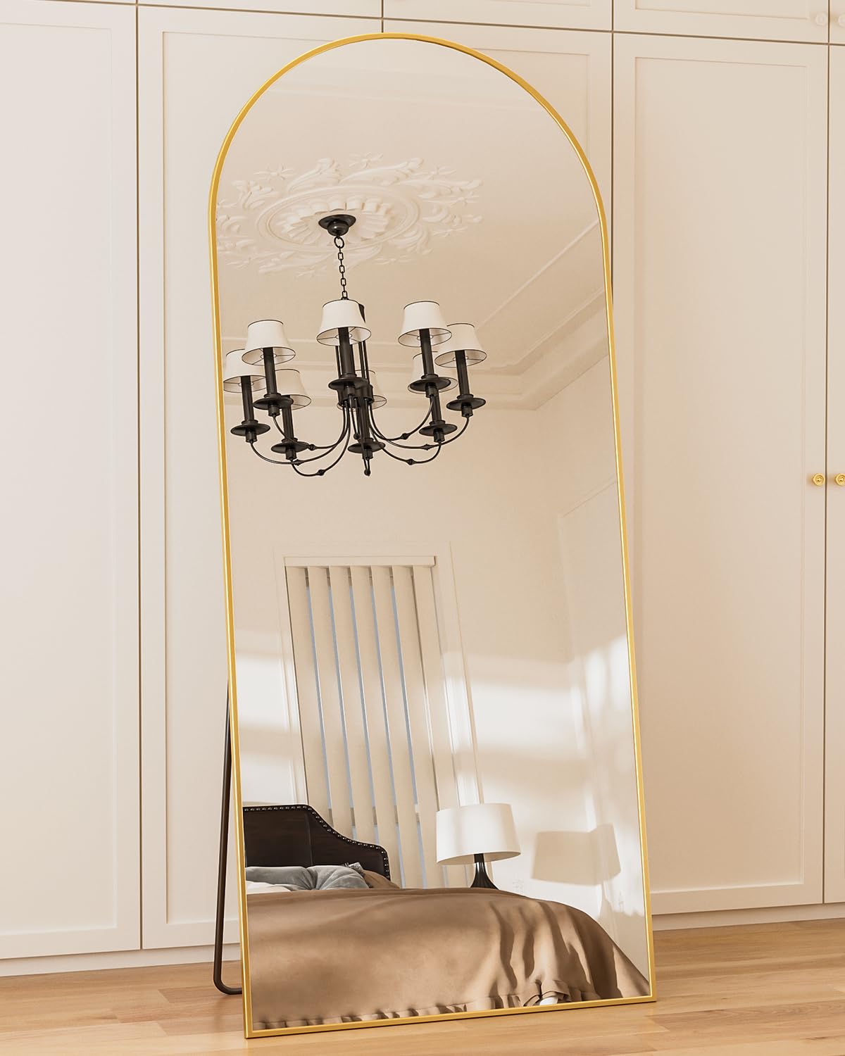 Antok Arched Full Length Mirror, 71"x32" Arched Floor Mirror, Glassless Mirror Full Length with Stand, Floor Mirror Freestanding, Wall Mounted Mirror for Bedroom Living Room, Gold