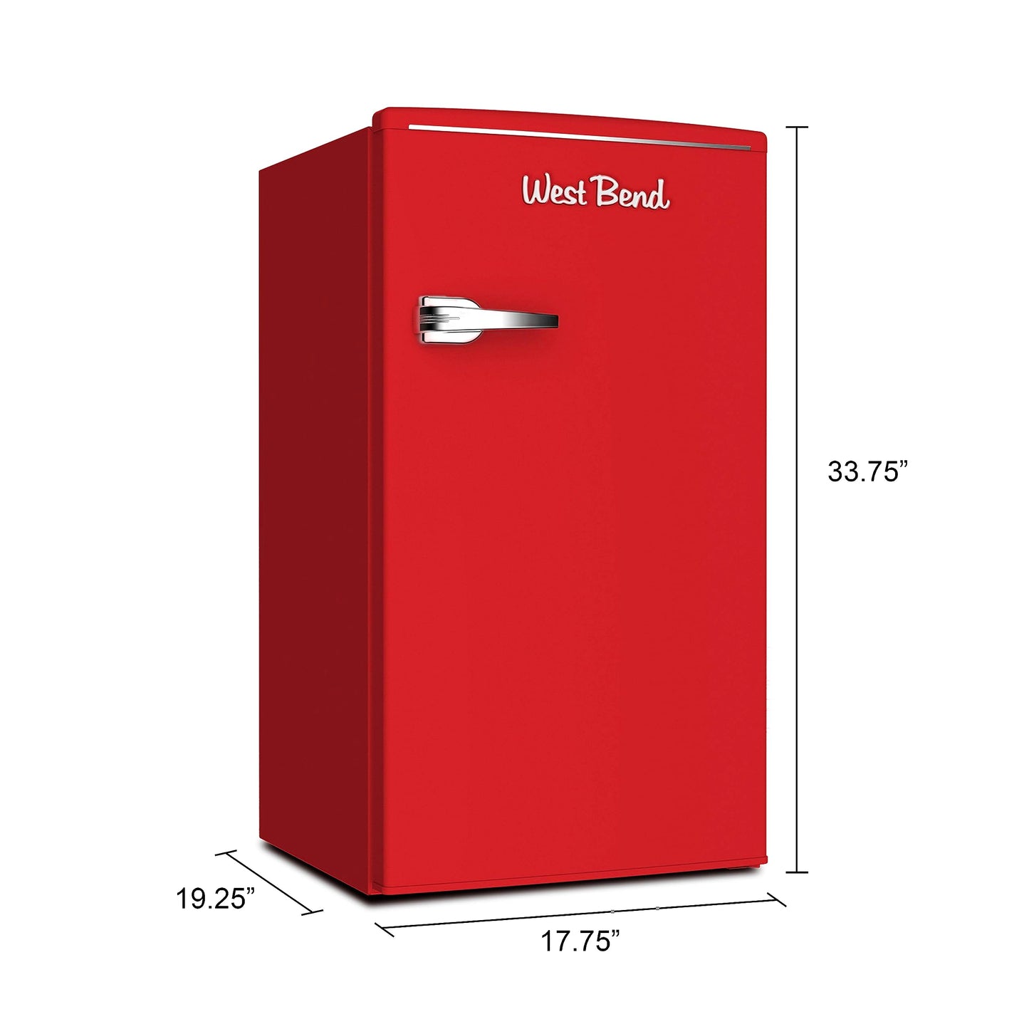West Bend Retro Mini Fridge for Home Office or Dorm, Manual Defrost and Adjustable Temperature, 3.1 Cu.Ft, Red