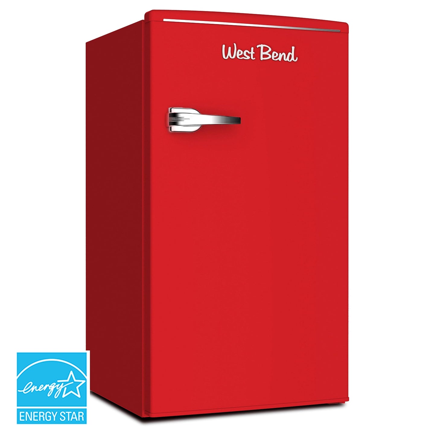 West Bend Retro Mini Fridge for Home Office or Dorm, Manual Defrost and Adjustable Temperature, 3.1 Cu.Ft, Red