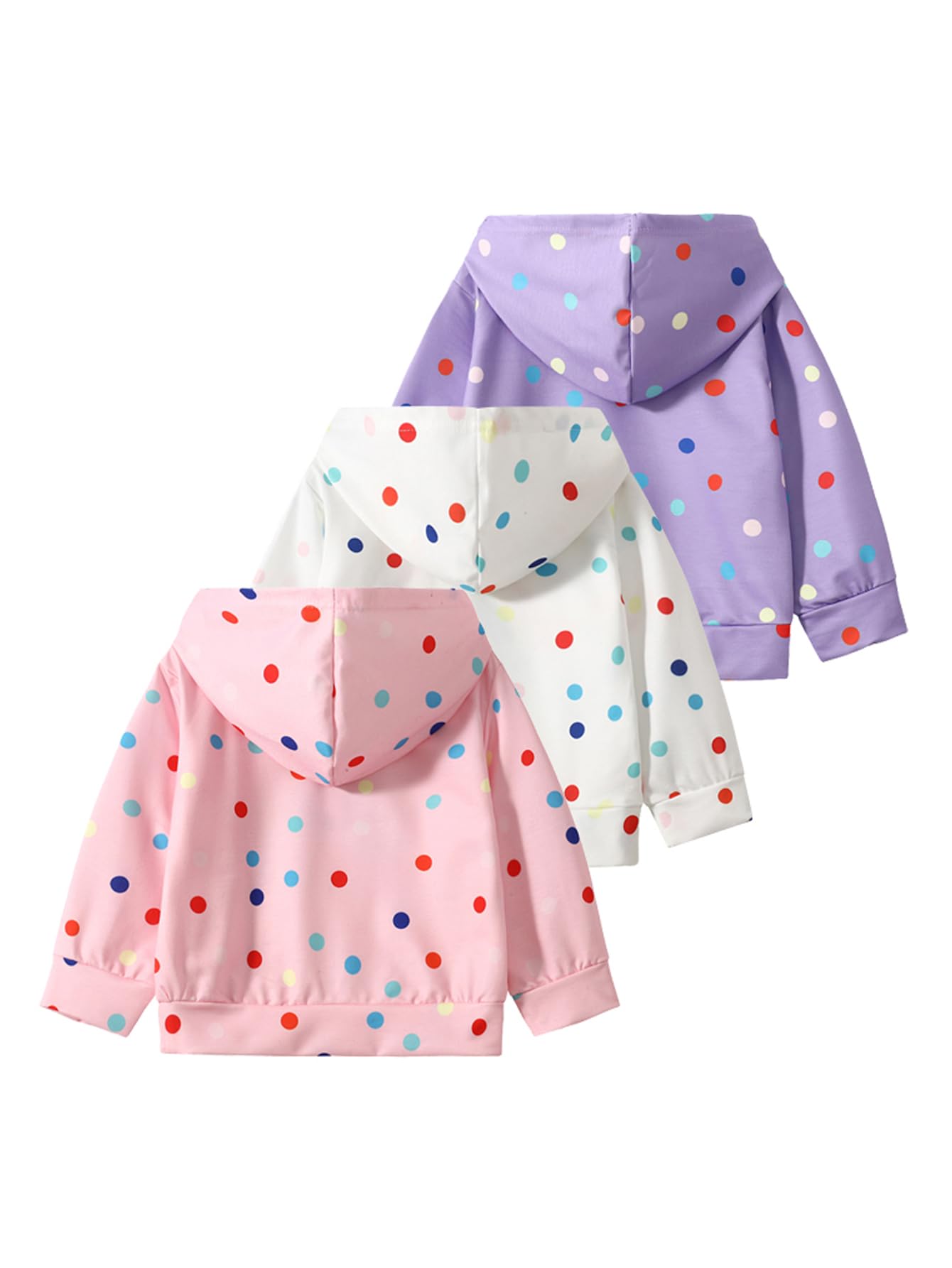 JOLYSHILD Girl's 3 Piece Hoodies Outfits Rainbow Colorful Dots Hoodie Sweatshirt Set Multicolor 7-8Y