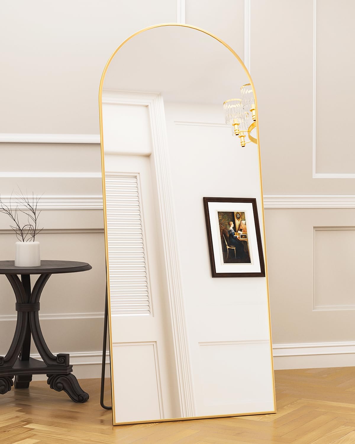 Antok Arched Full Length Mirror, 71"x32" Arched Floor Mirror, Glassless Mirror Full Length with Stand, Floor Mirror Freestanding, Wall Mounted Mirror for Bedroom Living Room, Gold