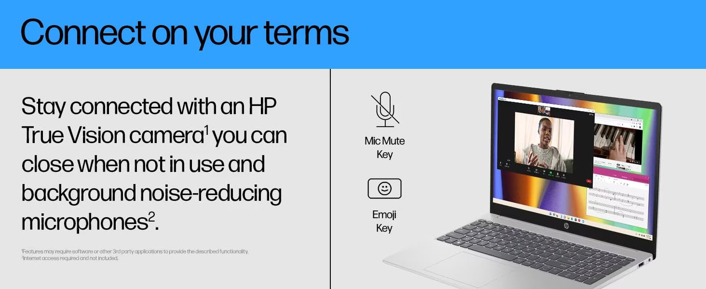 HP 15.6-inch Laptop Computer for Business - Windows 11 Pro, with Microsoft Office Lifetime License, FHD Display, AMD Ryzen 5-7520U, 16GB LPDDR5 RAM, 256GB SSD, Webcam, Wi-Fi 6, Fast Charge