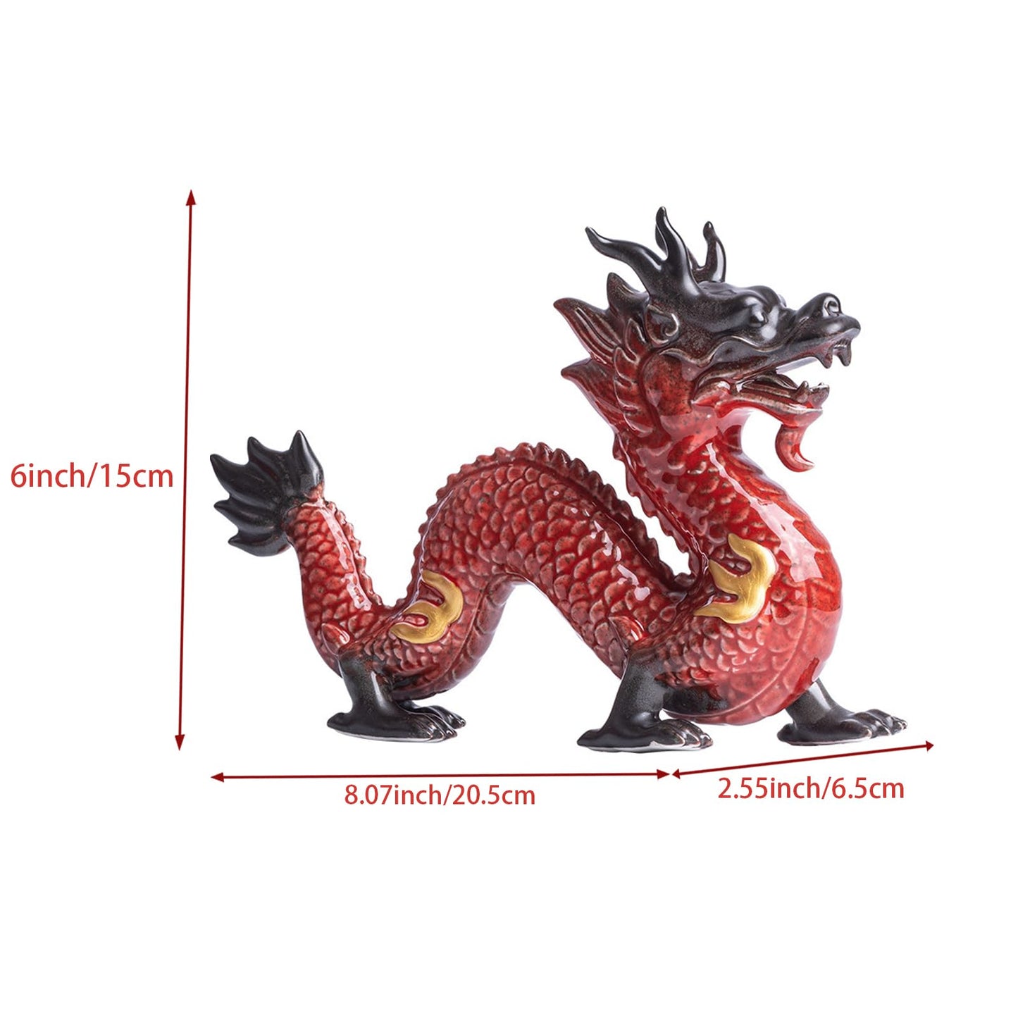 Large Chinese Feng Shui Dragon Statue Home Decor Office Decor Good Lucky Gifts, 8 Inch