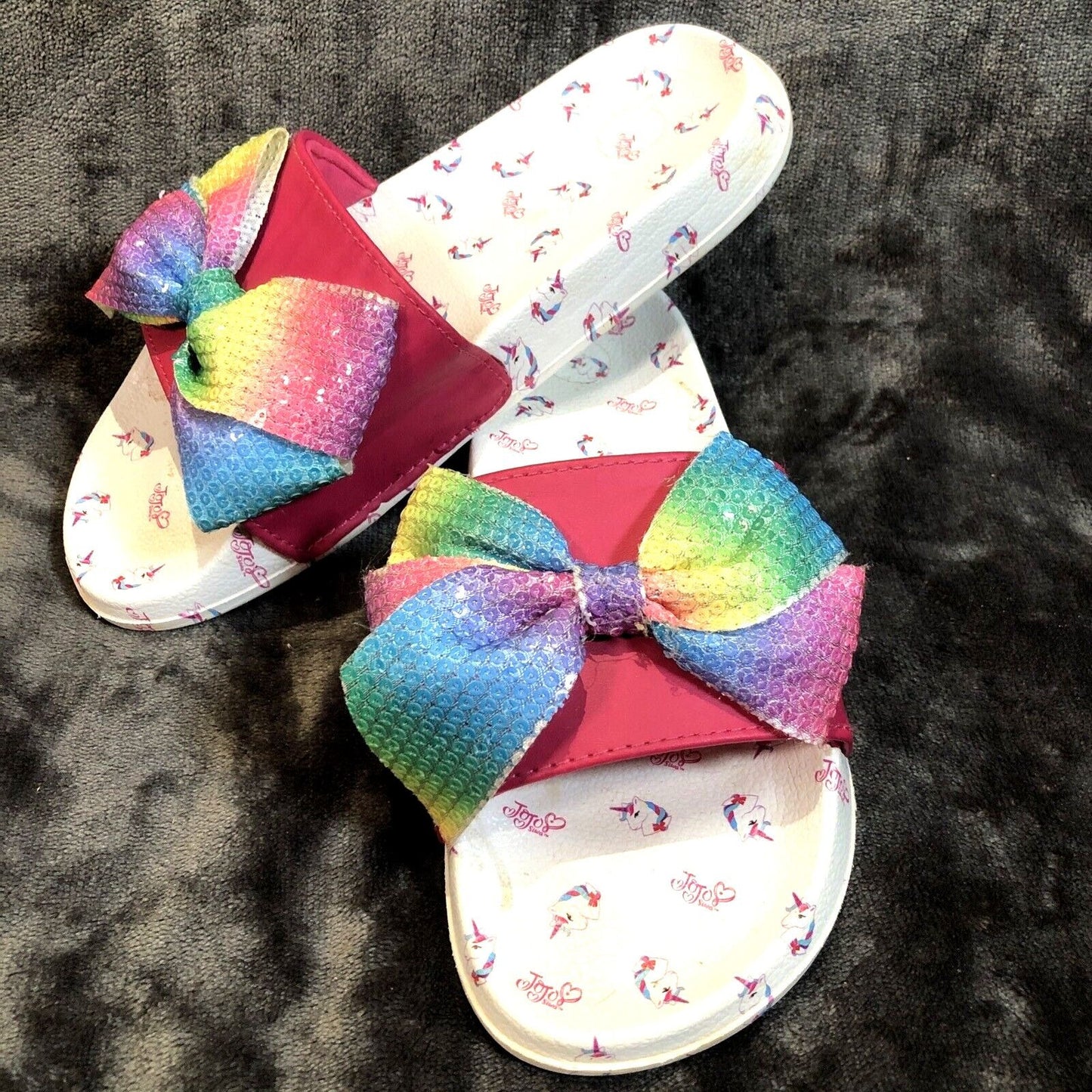 JoJo Shoes Sequence Slides Size 2-3 Youth Rainbow Pink Sandles