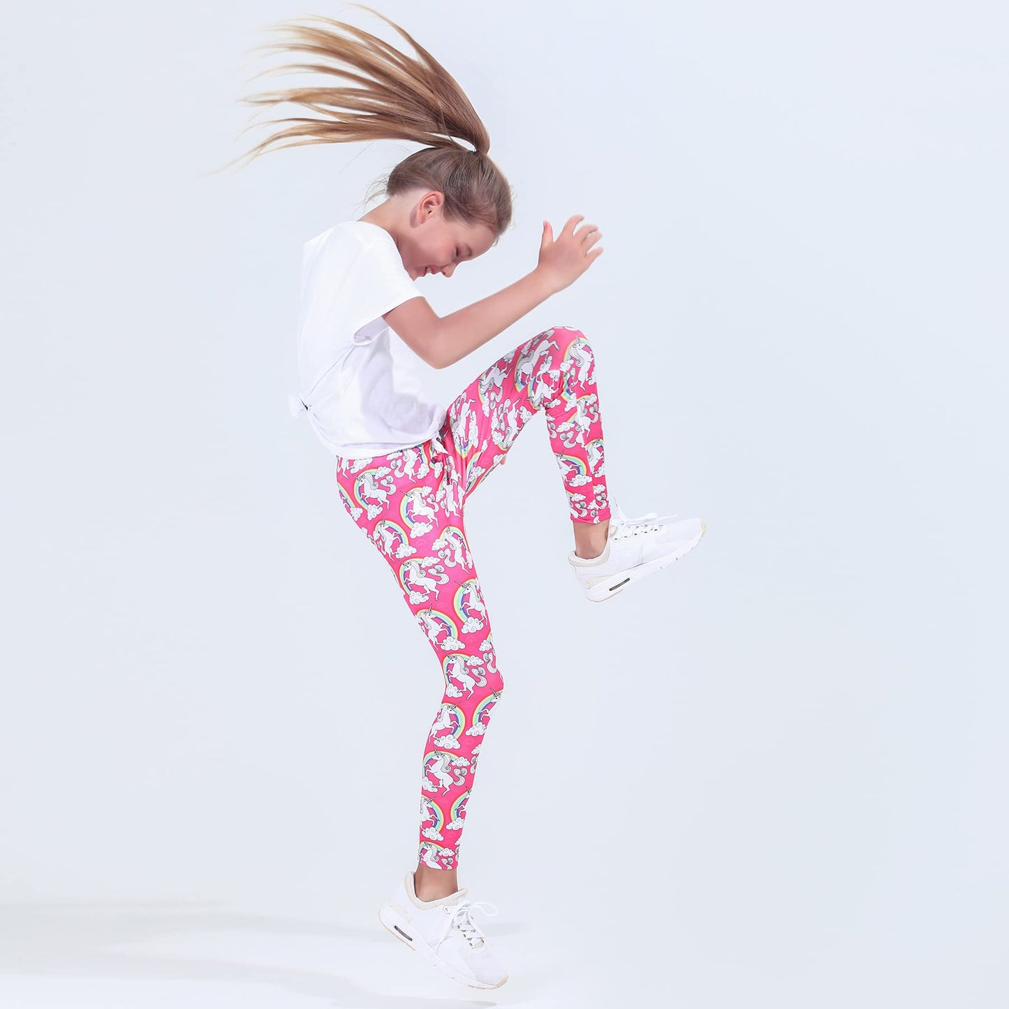 Quedoris Girls 3-Pack Printed Leggings Starry/Rainbow/Dreamy Unicorn 130Y
